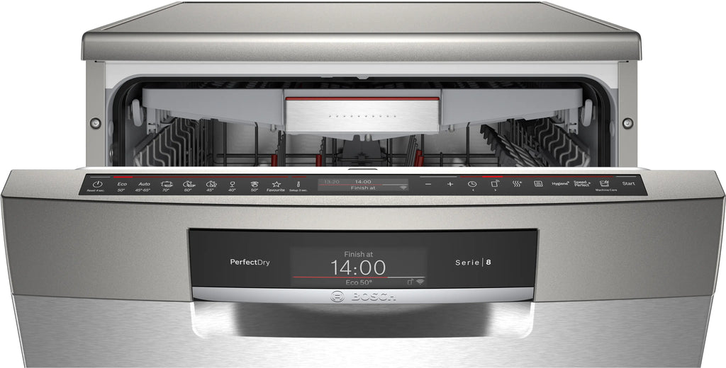 Bosch SMS8YCI01E free-standing dishwasher in brushed steel, further view 3