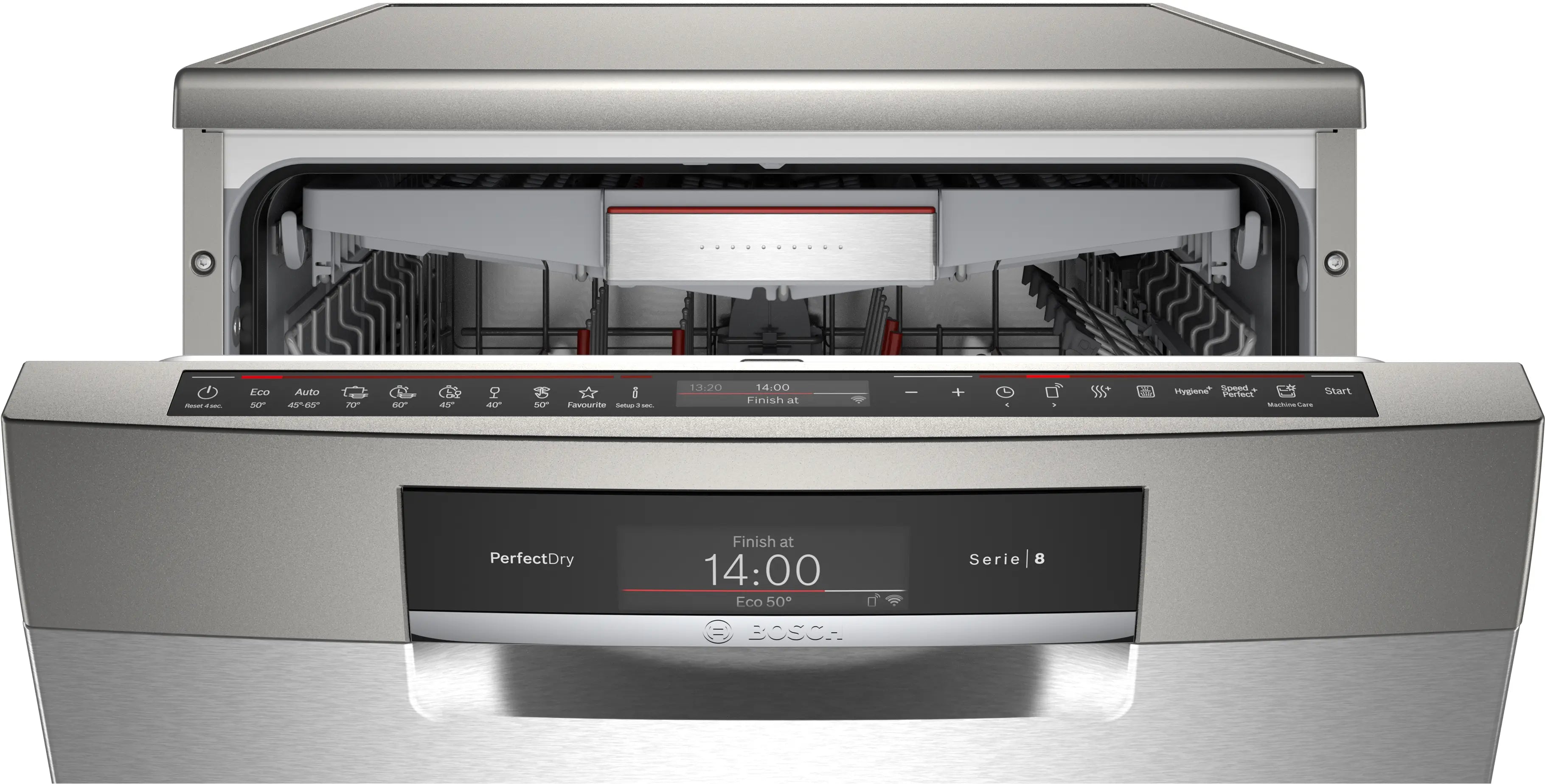 Bosch SMS8YCI01E free-standing dishwasher in brushed steel, further view 3