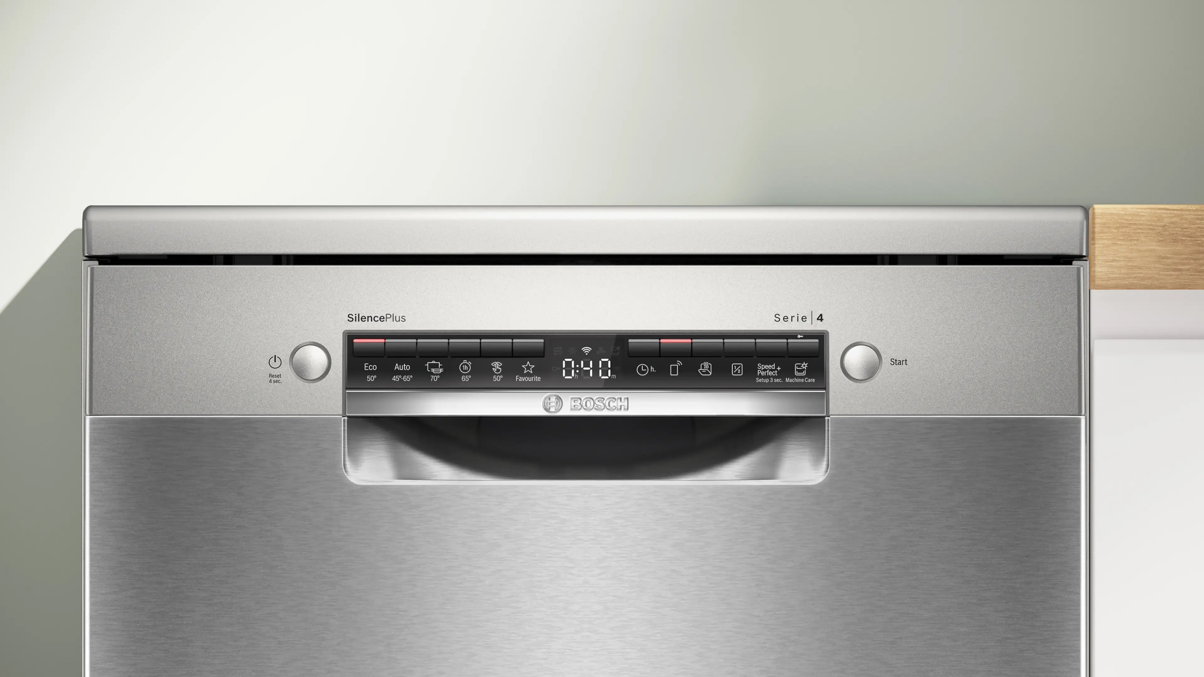 Bosch SMS4ECI26E free-standing dishwasher in brushed steel, further view 3