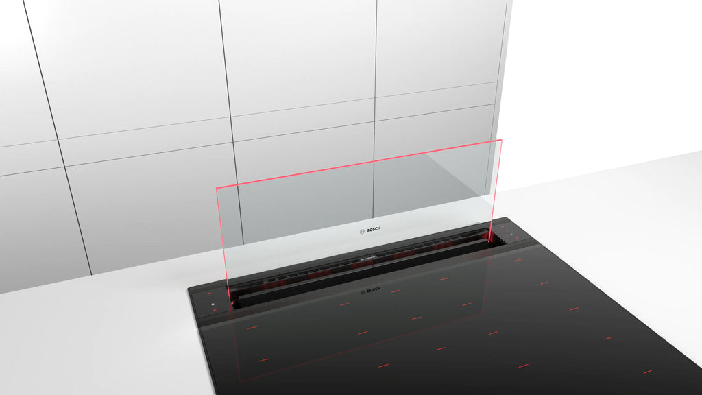 Bosch DDW88MM66 downdraft cooker hood shown installed in a worktop