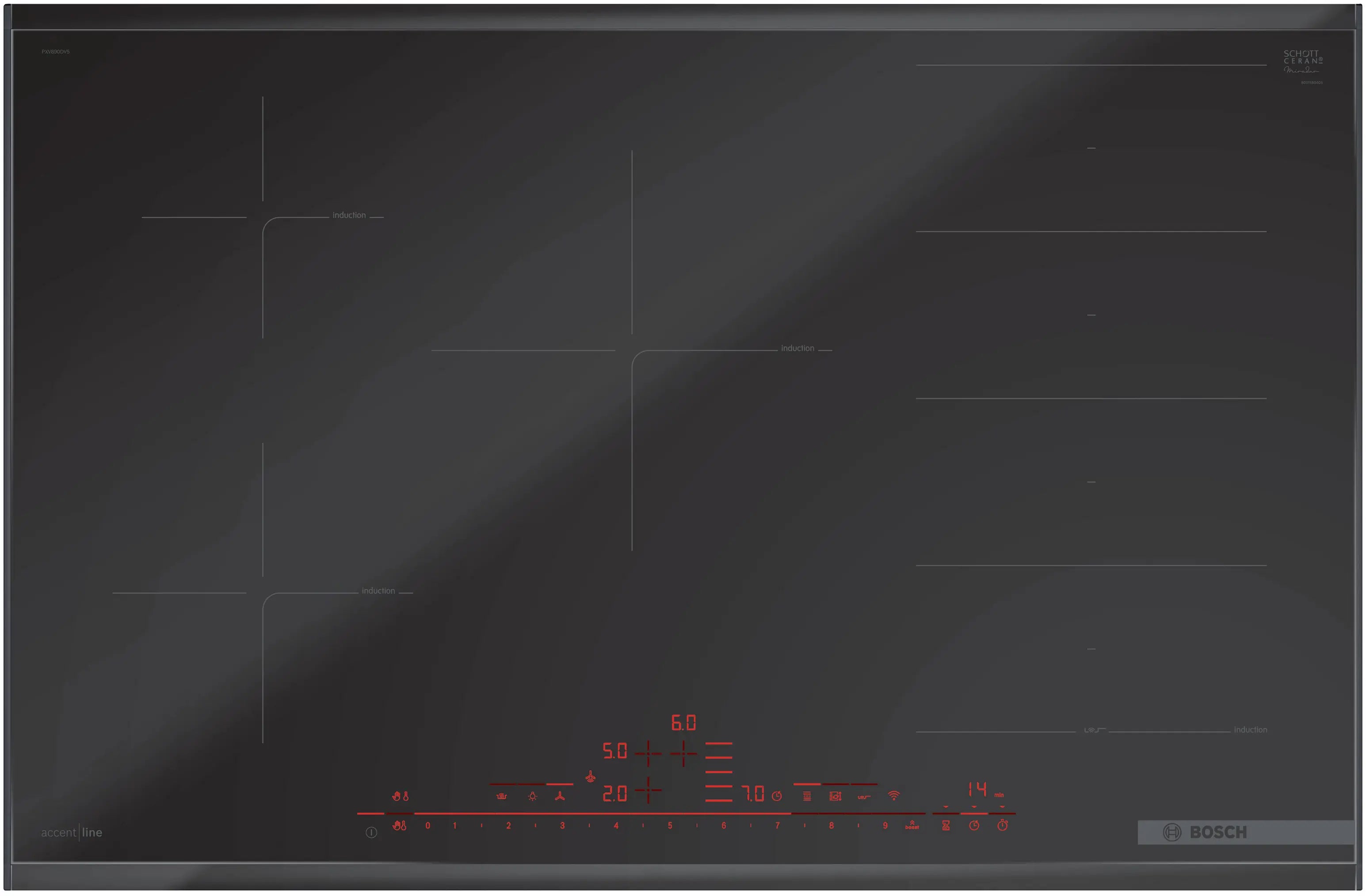 Bosch PXV890DV5E induction hob, surface mount with frame, 816 mm wide