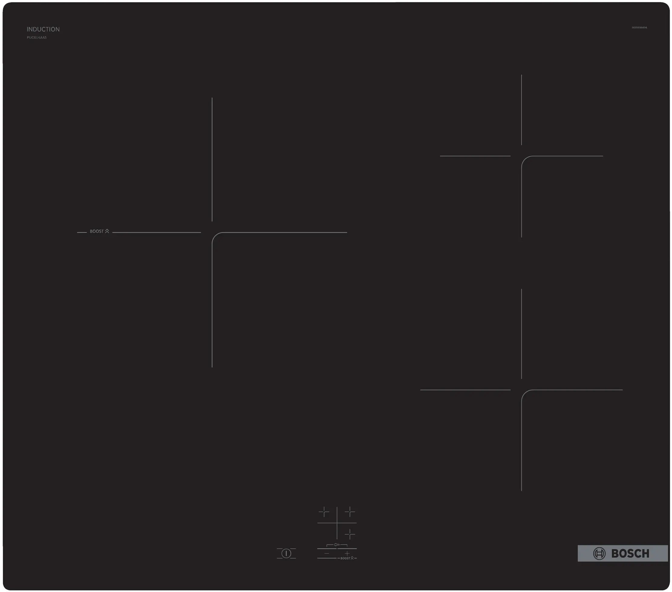 PUC61KAA5E Series 2 Induction hob 60 cm surface mount without frame