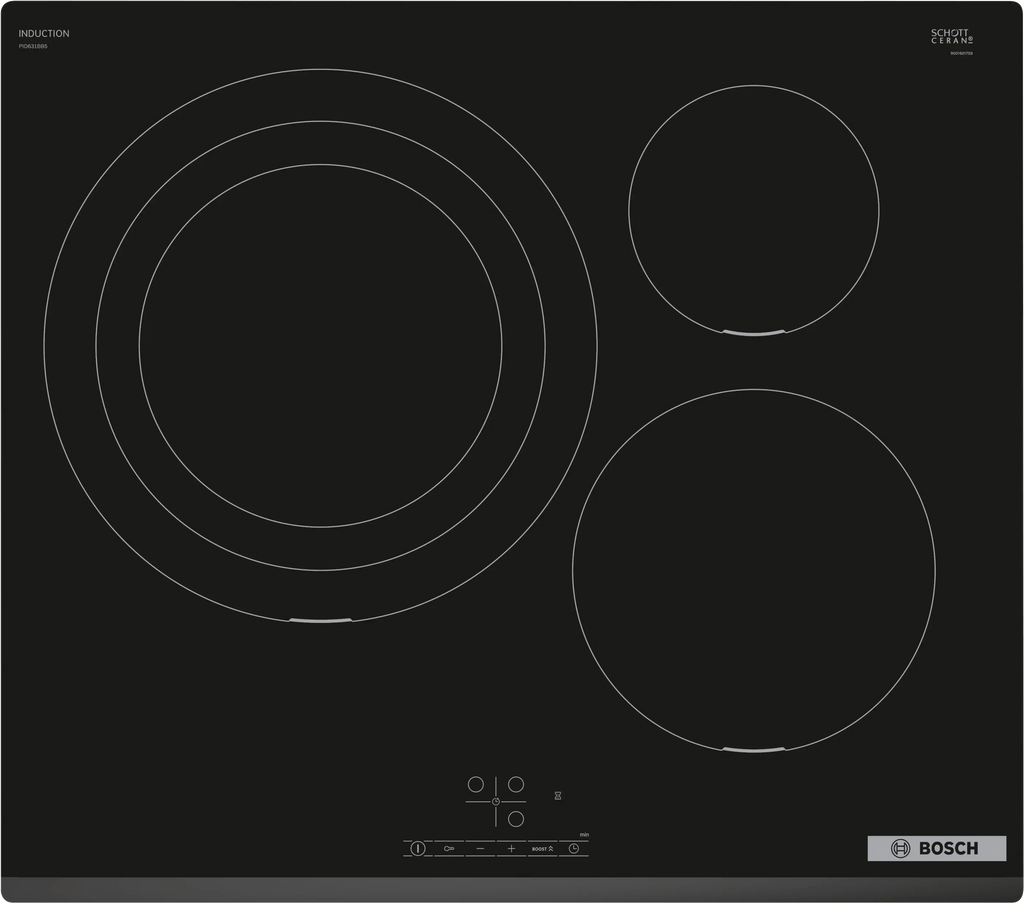 Bosch PID631BB5E induction hob, surface mount without frame, 592 mm wide