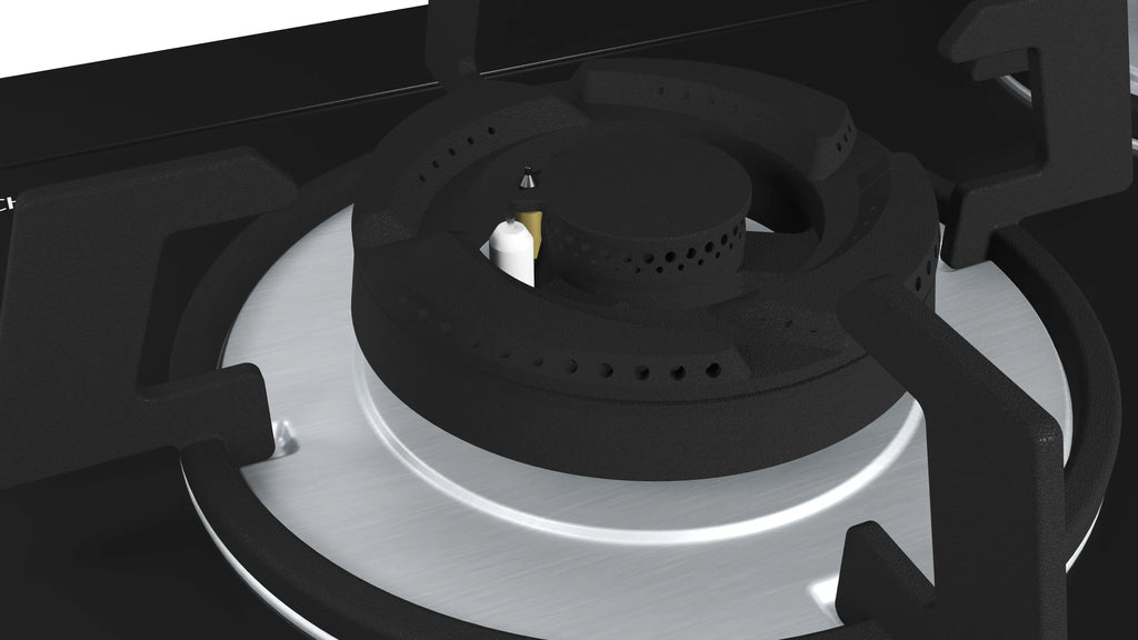 Bosch PMD83D33AF Town Gas hob in black tempered glass, further view 3