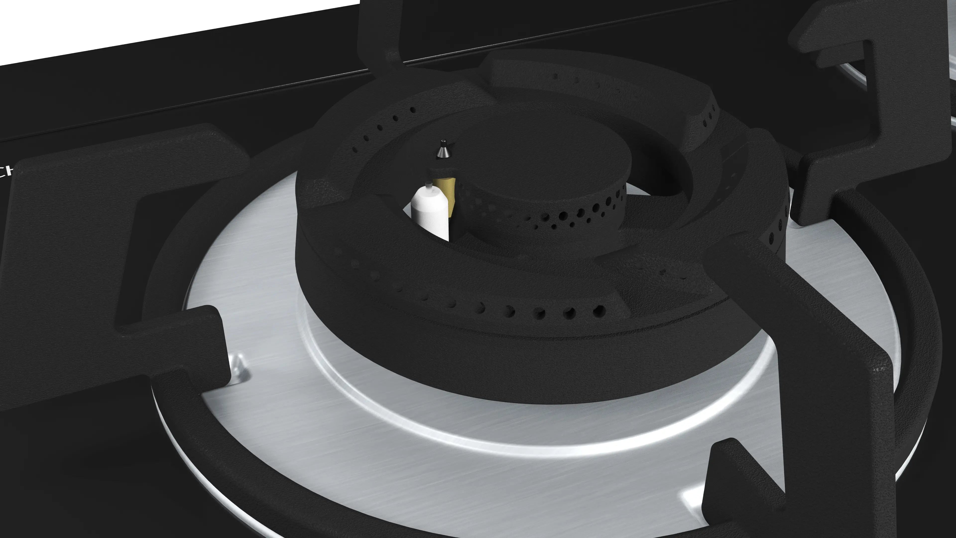 Bosch PMD83D31AX LPG gas hob in black tempered glass, further view 3