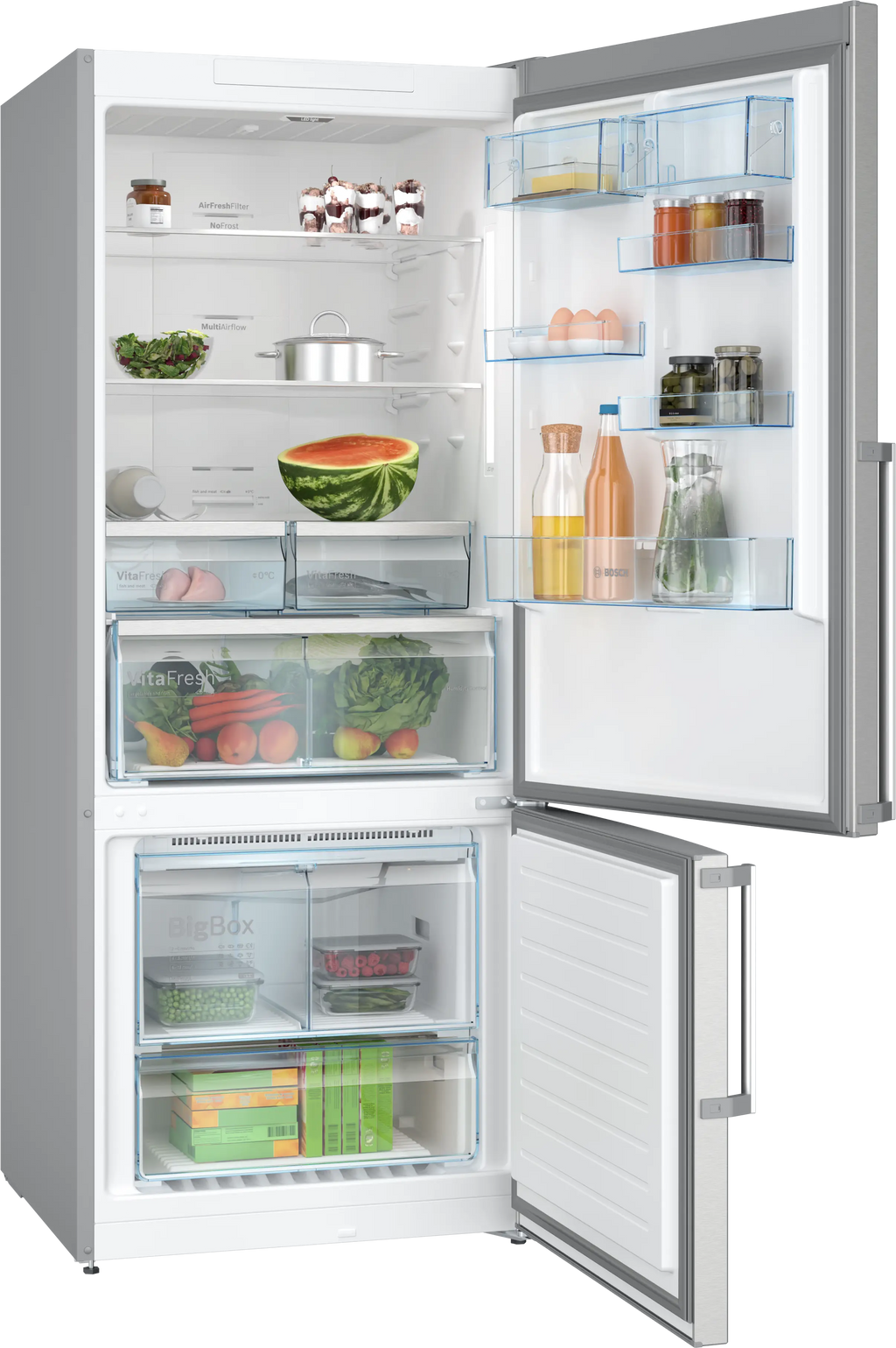 KGN76CI30U Series 6 Free-standing fridge-freezer with freezer at bottom 186 x 75 cm Stainless steel