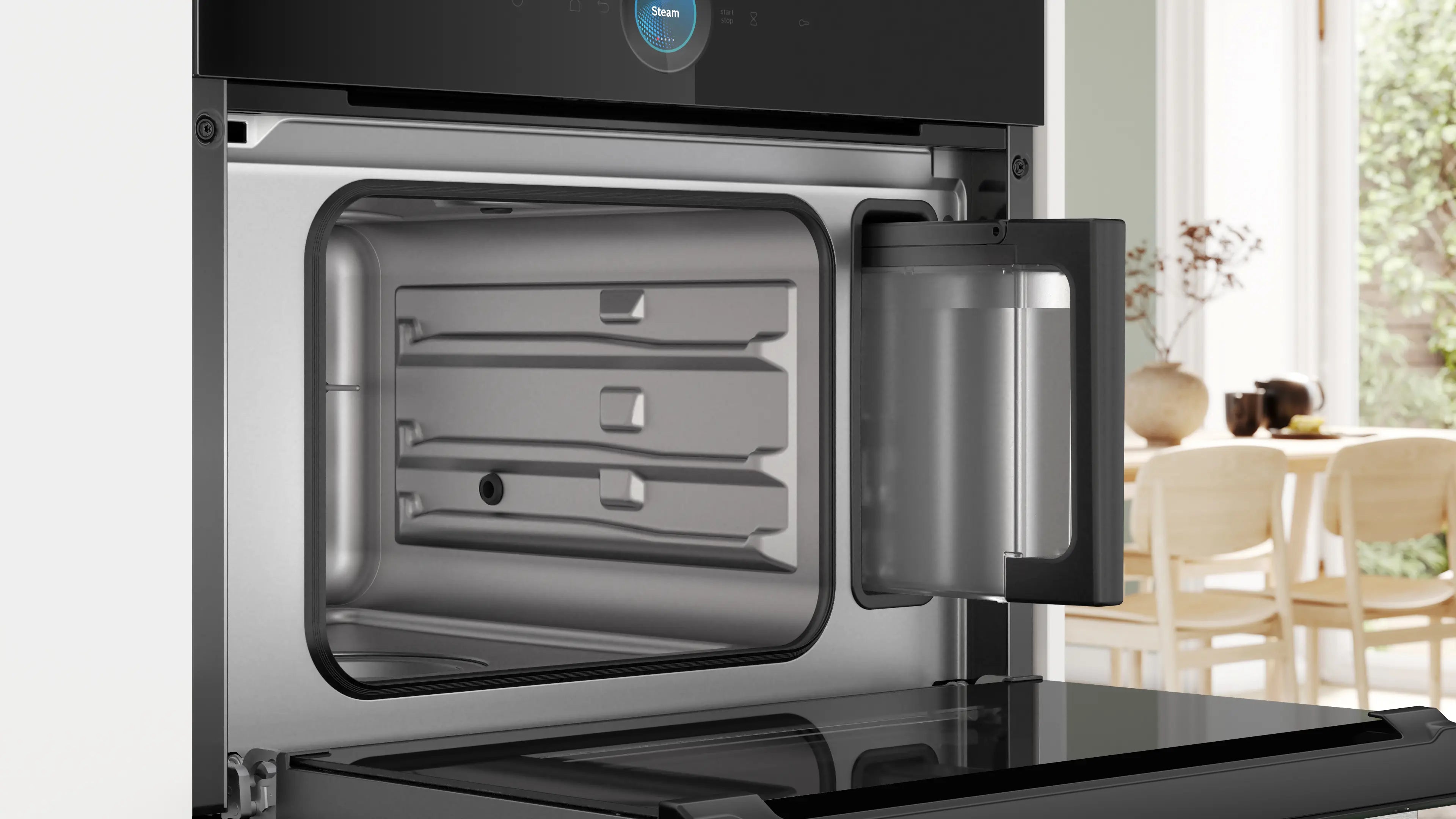 Bosch CDG714XB1 built-in steamer in black, further view 3