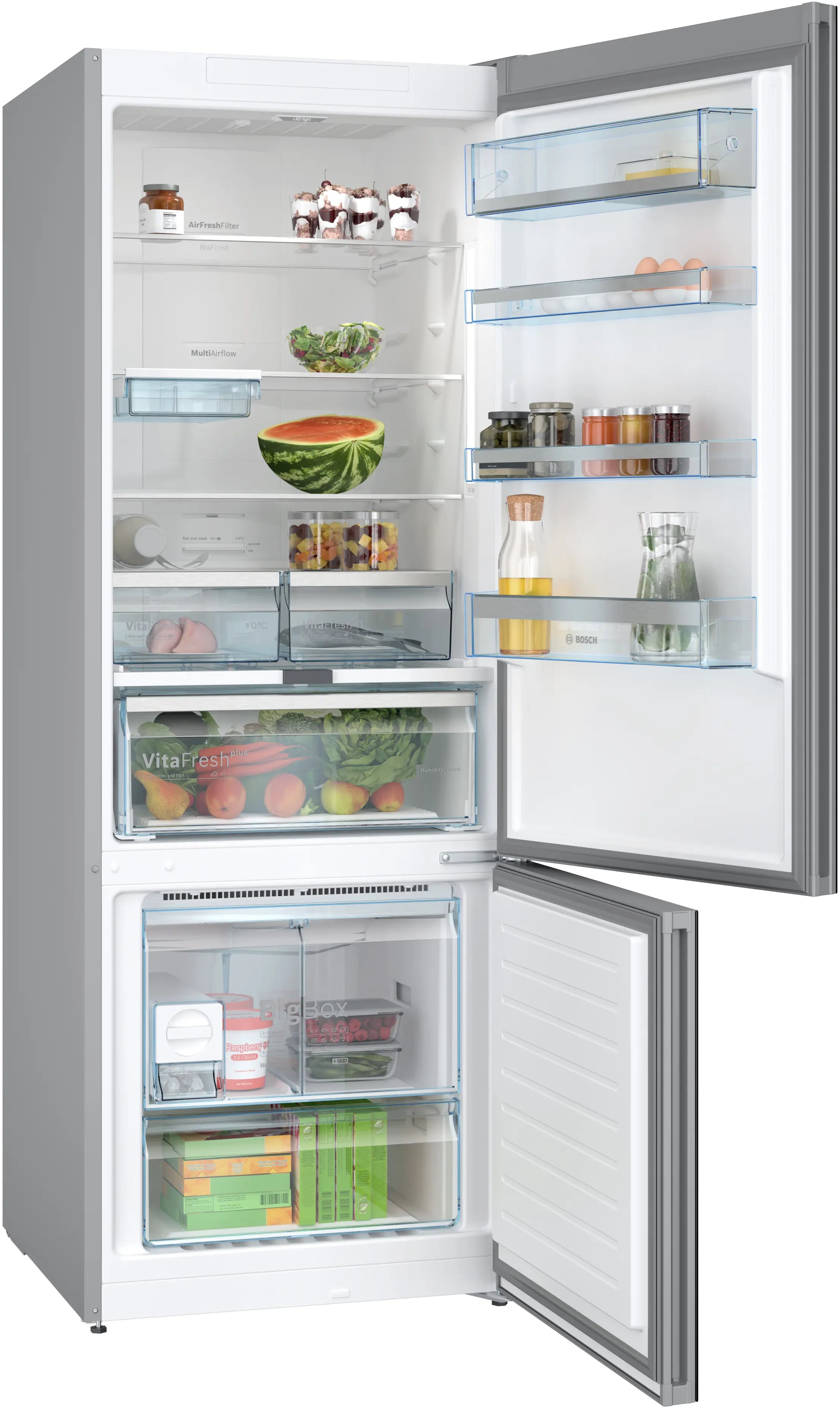KGN56LB41Q Series 6 Free-standing fridge-freezer with freezer at bottom, glass door 193 x 70 cm Black, Total No Frost