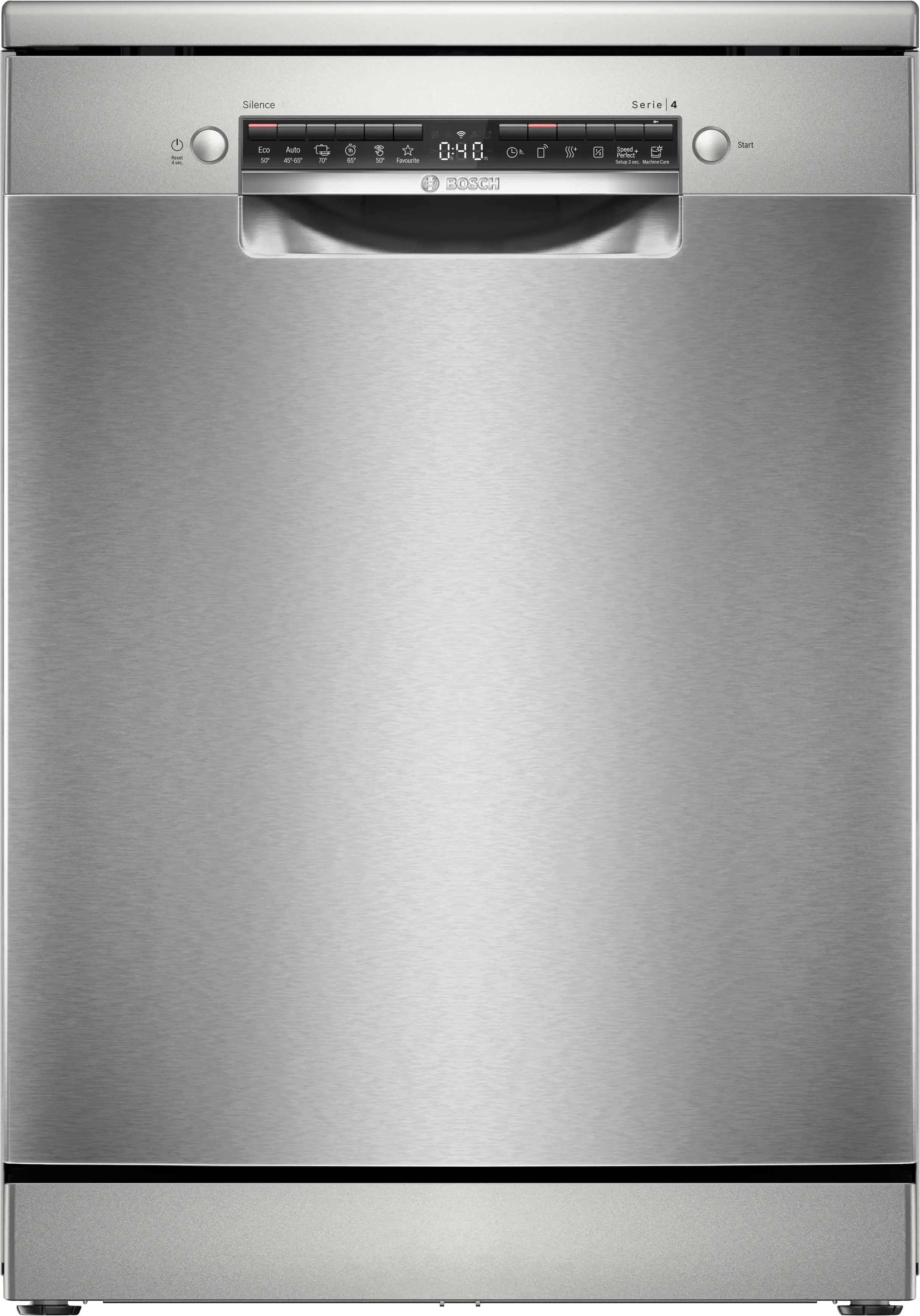 Bosch SMS4HMI07E free-standing dishwasher in brushed steel, 600 mm wide