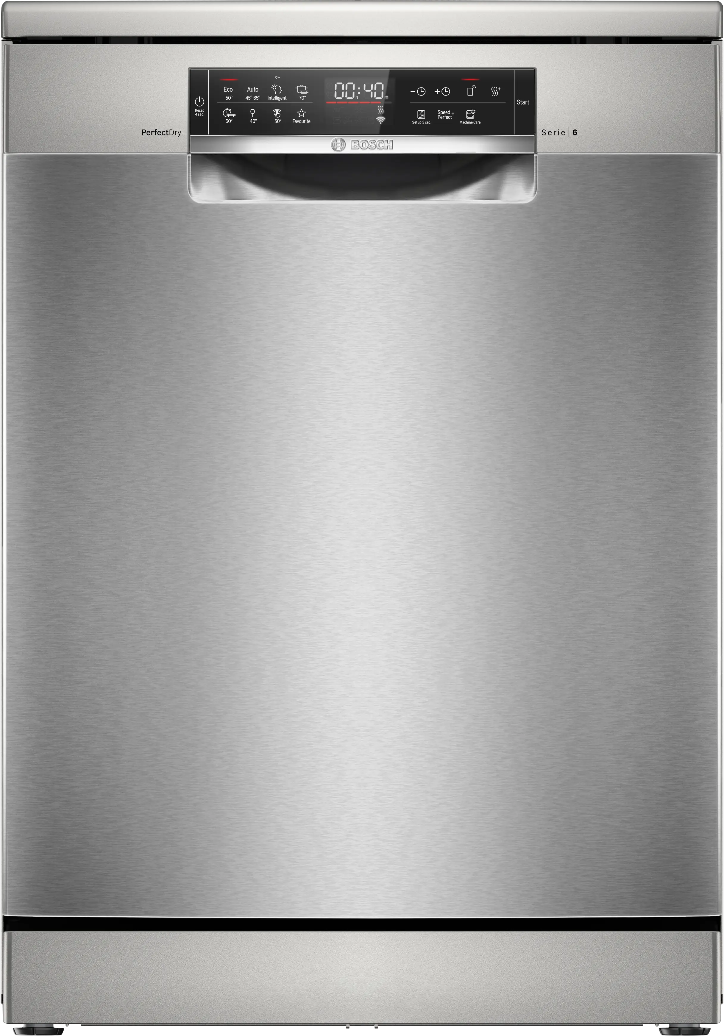Bosch SMS6ZCI16E free-standing dishwasher in brushed steel, 600 mm wide