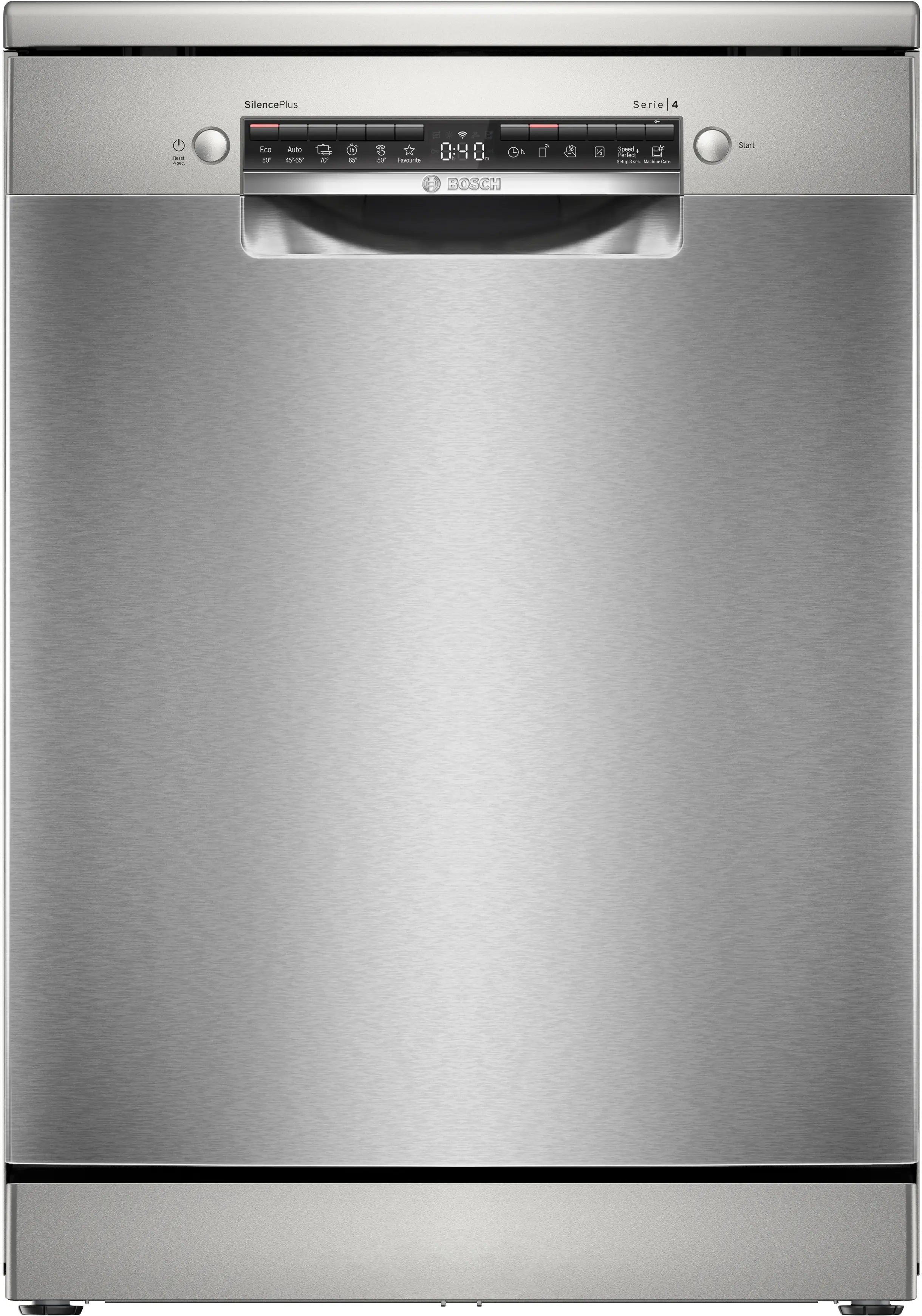 Bosch SMS4ECI26E free-standing dishwasher in brushed steel, 600 mm wide
