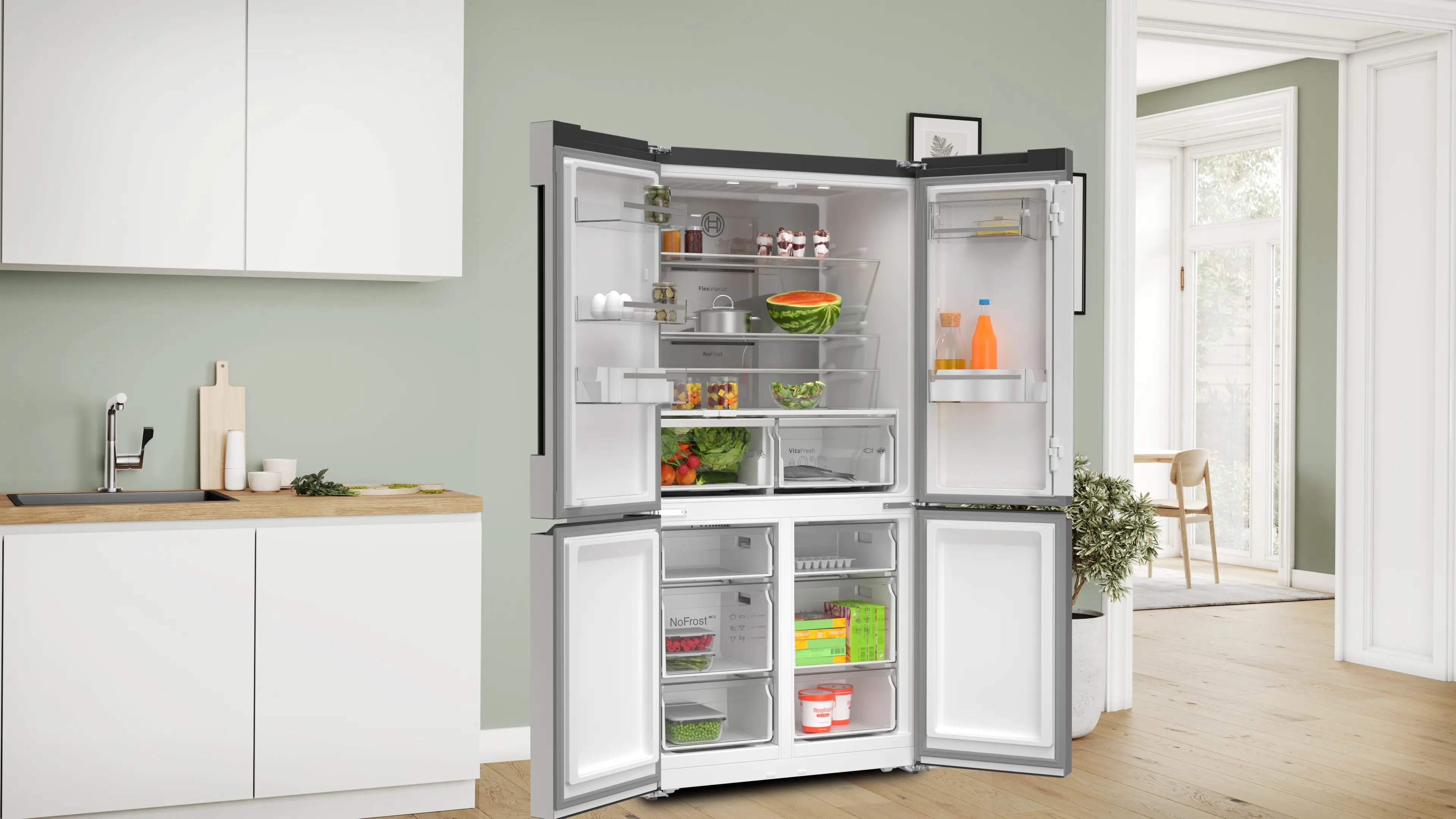 KFN96APEAG Series 4 French door bottom freezer, multi door 183 x 90.5 cm Stainless steel