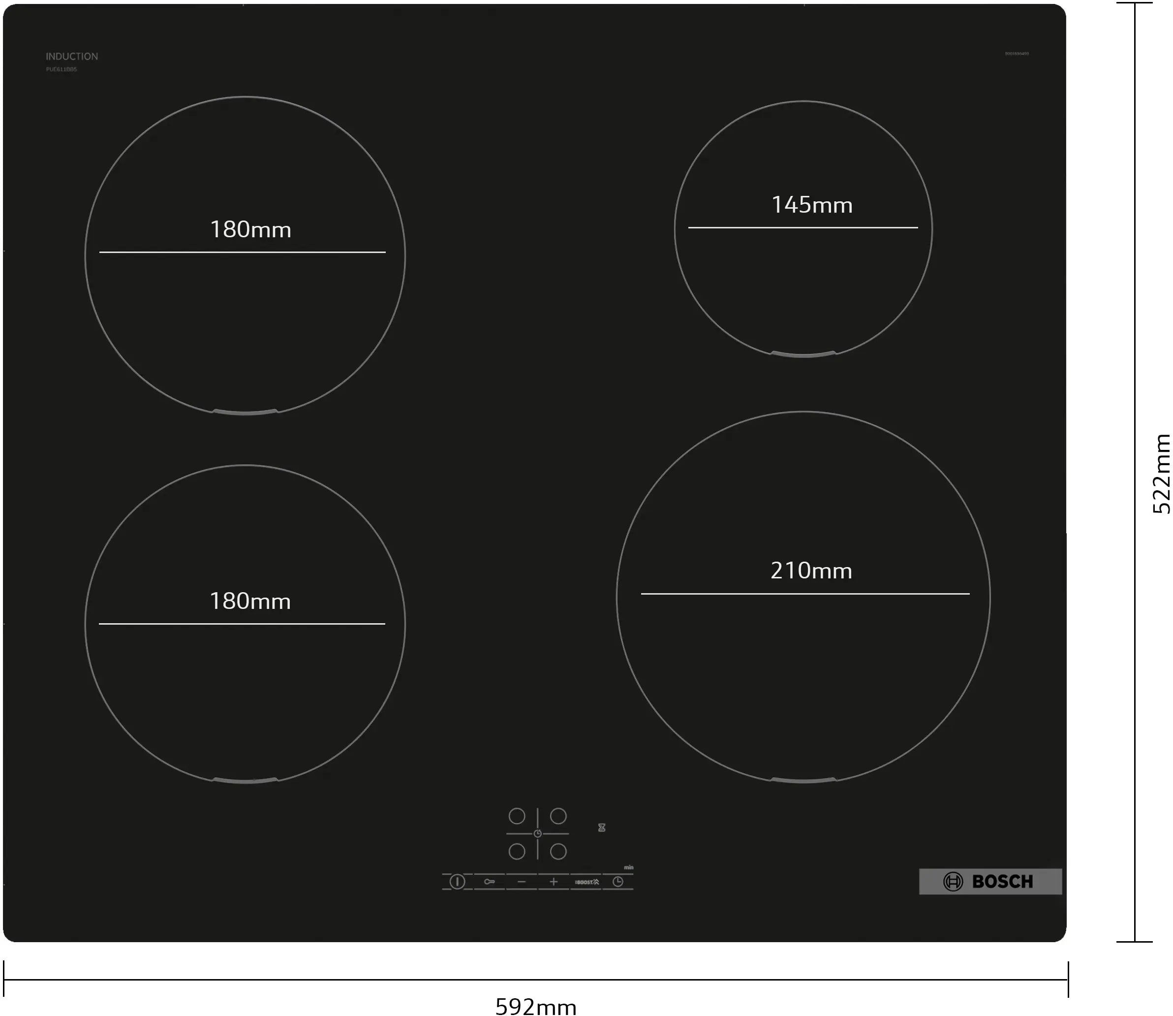 PUE611BB5J Series 4 Induction hob 60 cm surface mount without frame