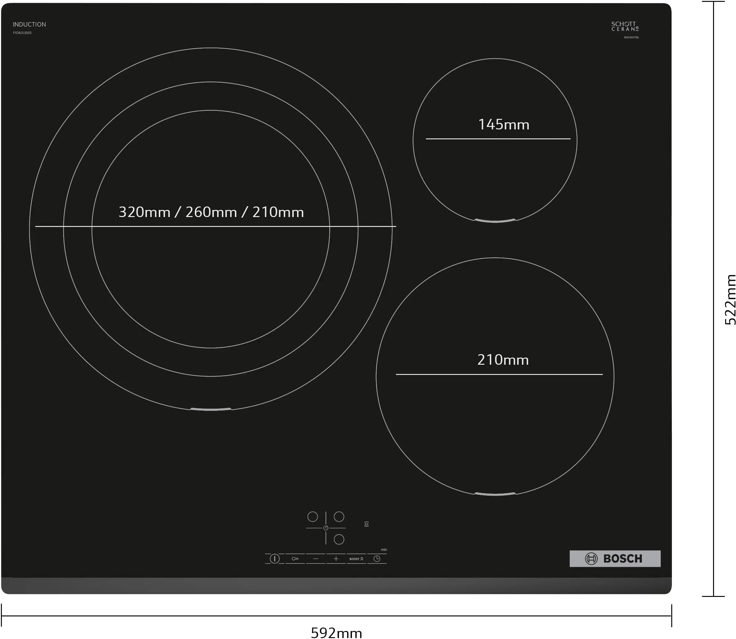 Bosch PID631BB5E induction hob, surface mount without frame, further view 5