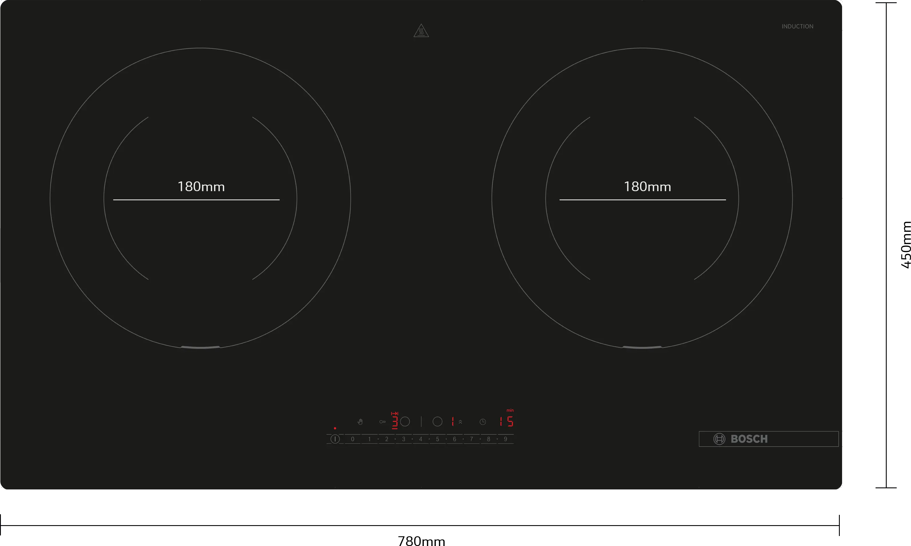 Bosch PMI8256EVN induction hob, surface mount without frame, further view 5