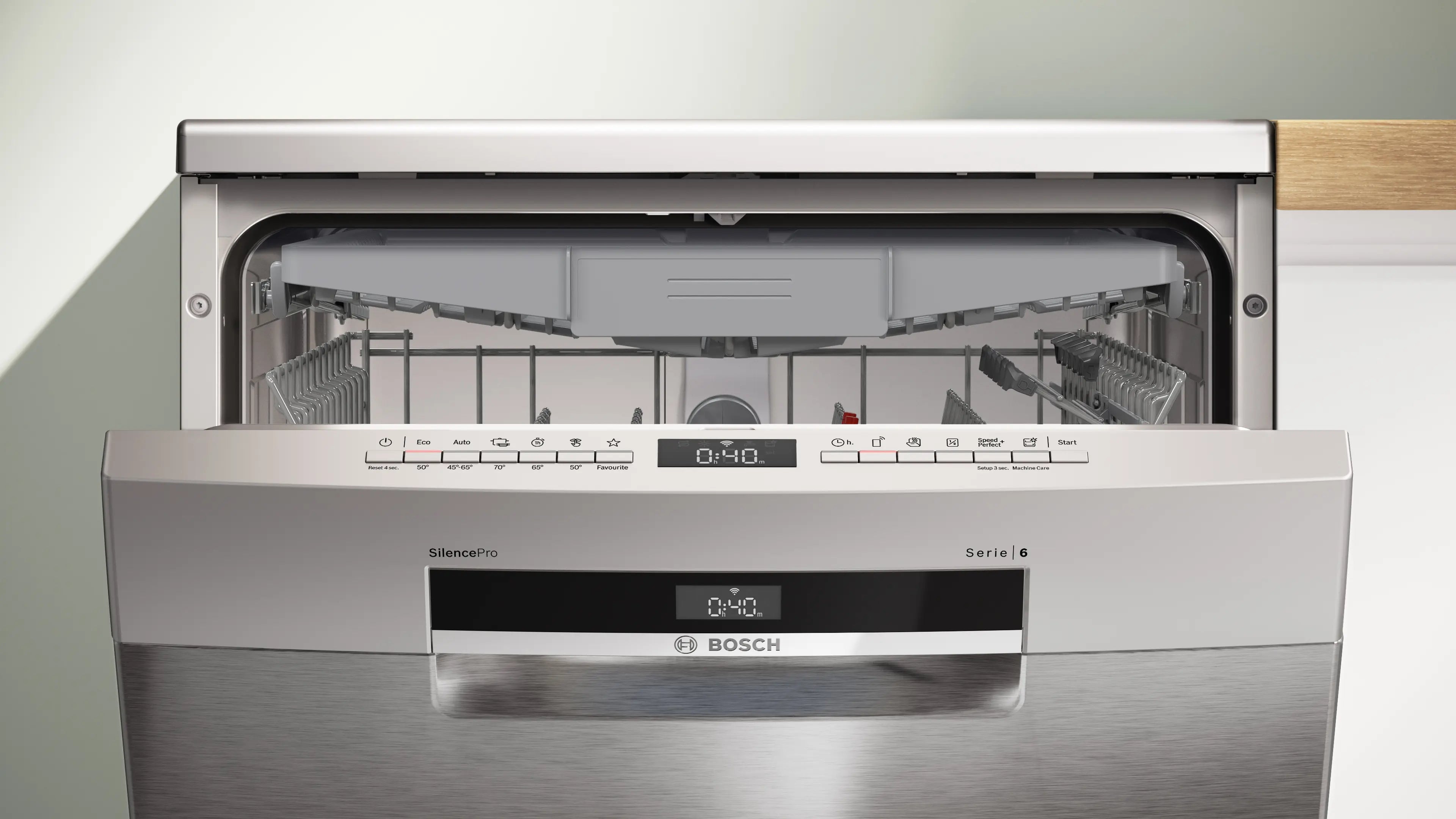 Bosch SMS6ECI11E free-standing dishwasher in brushed steel, further view 3