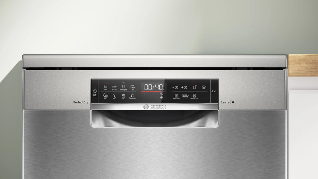 Bosch SMS6ZCI16E free-standing dishwasher in brushed steel, further view 3