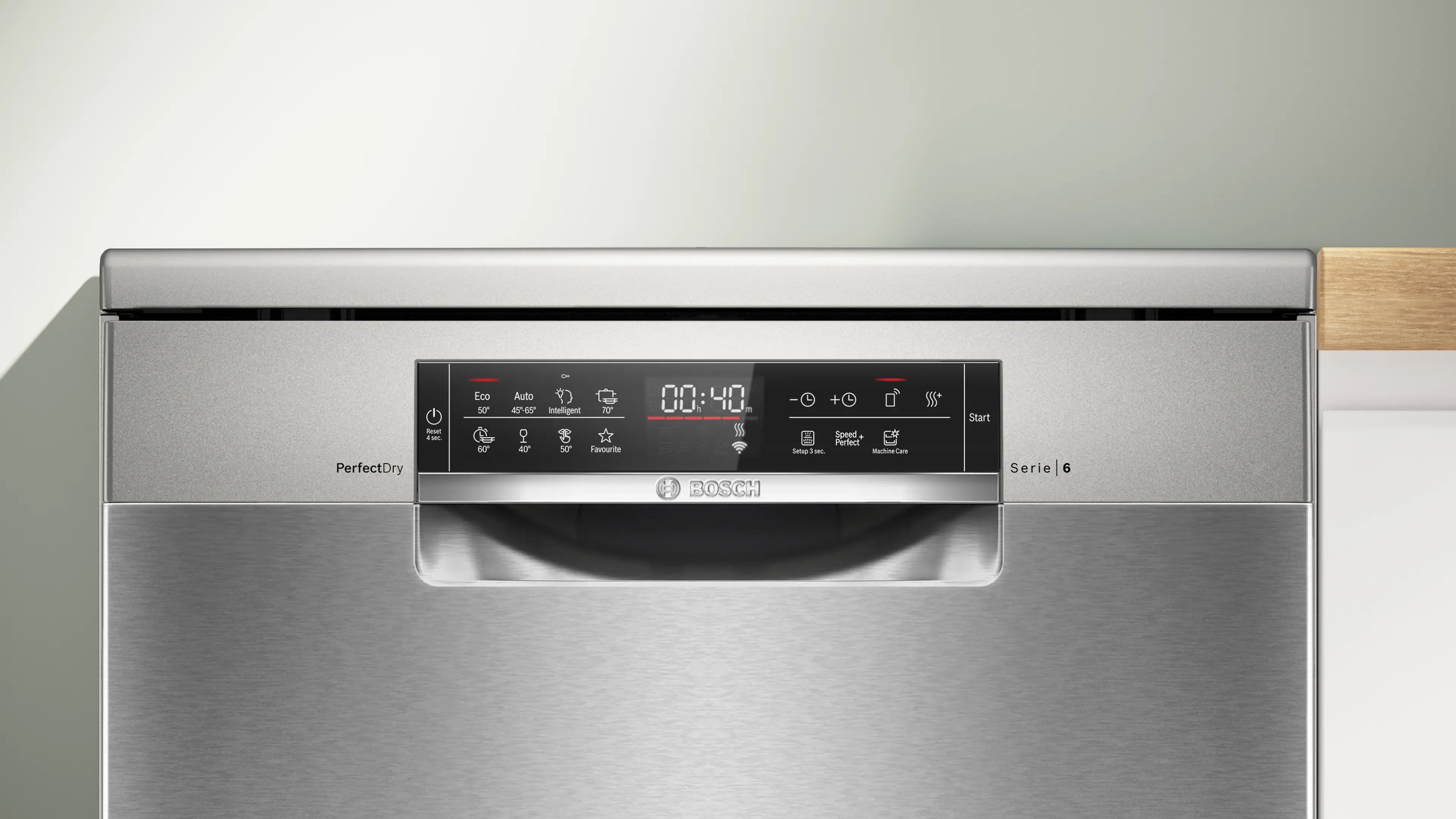 Bosch SMS6ZCI16E free-standing dishwasher in brushed steel, further view 3