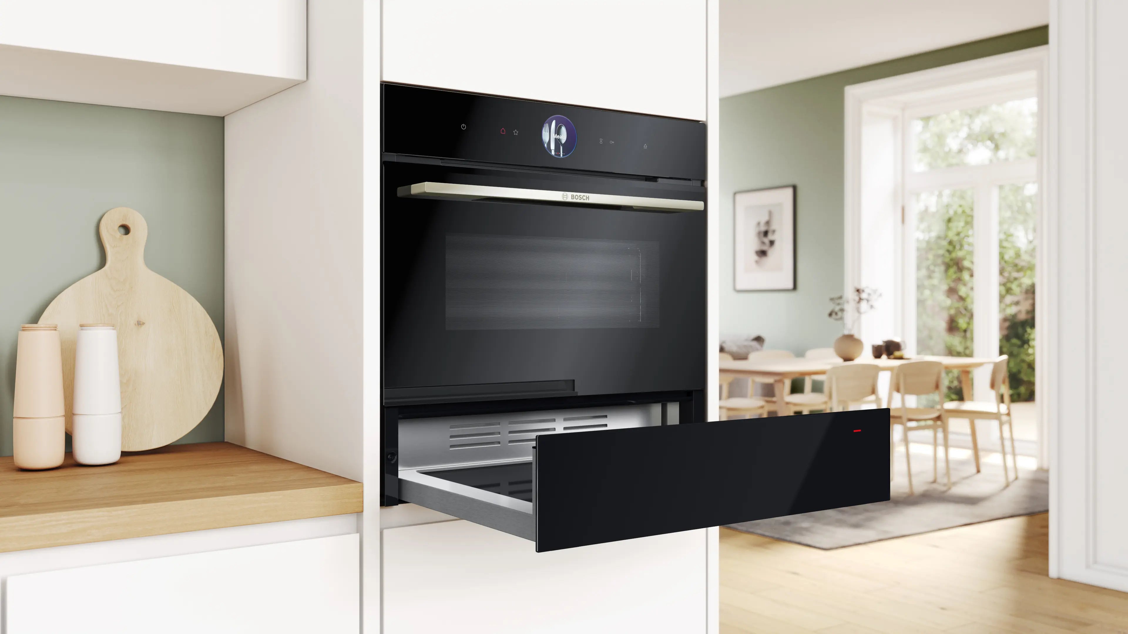 Bosch BIC7101B1B built-in warming drawer in black, further view 5