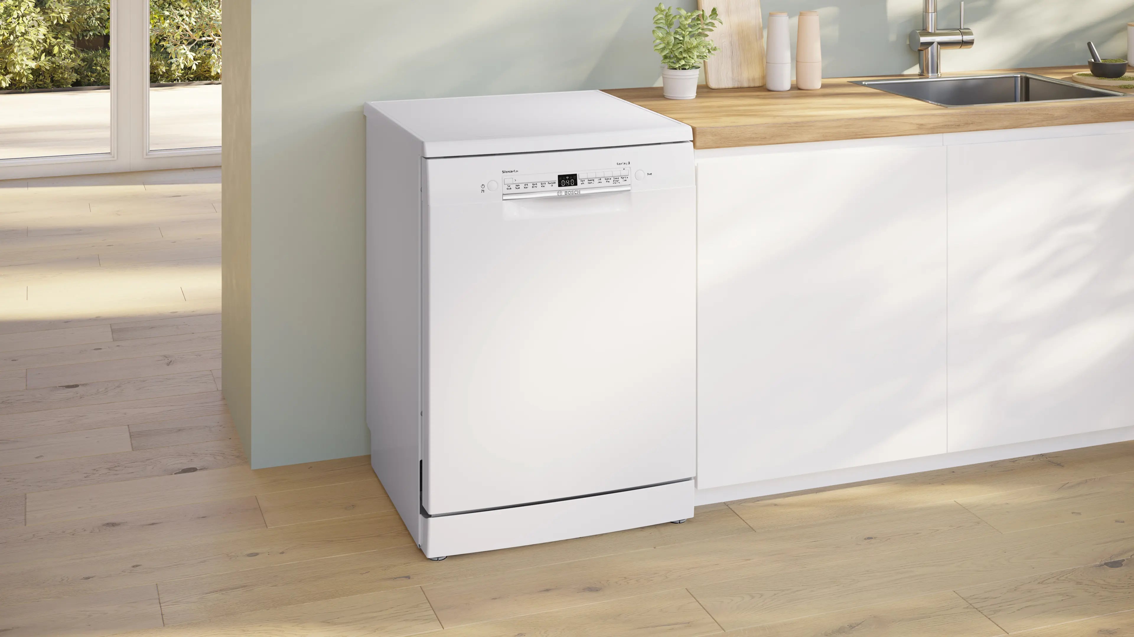 Bosch SMS2IVW01P free-standing dishwasher in white, further view 3