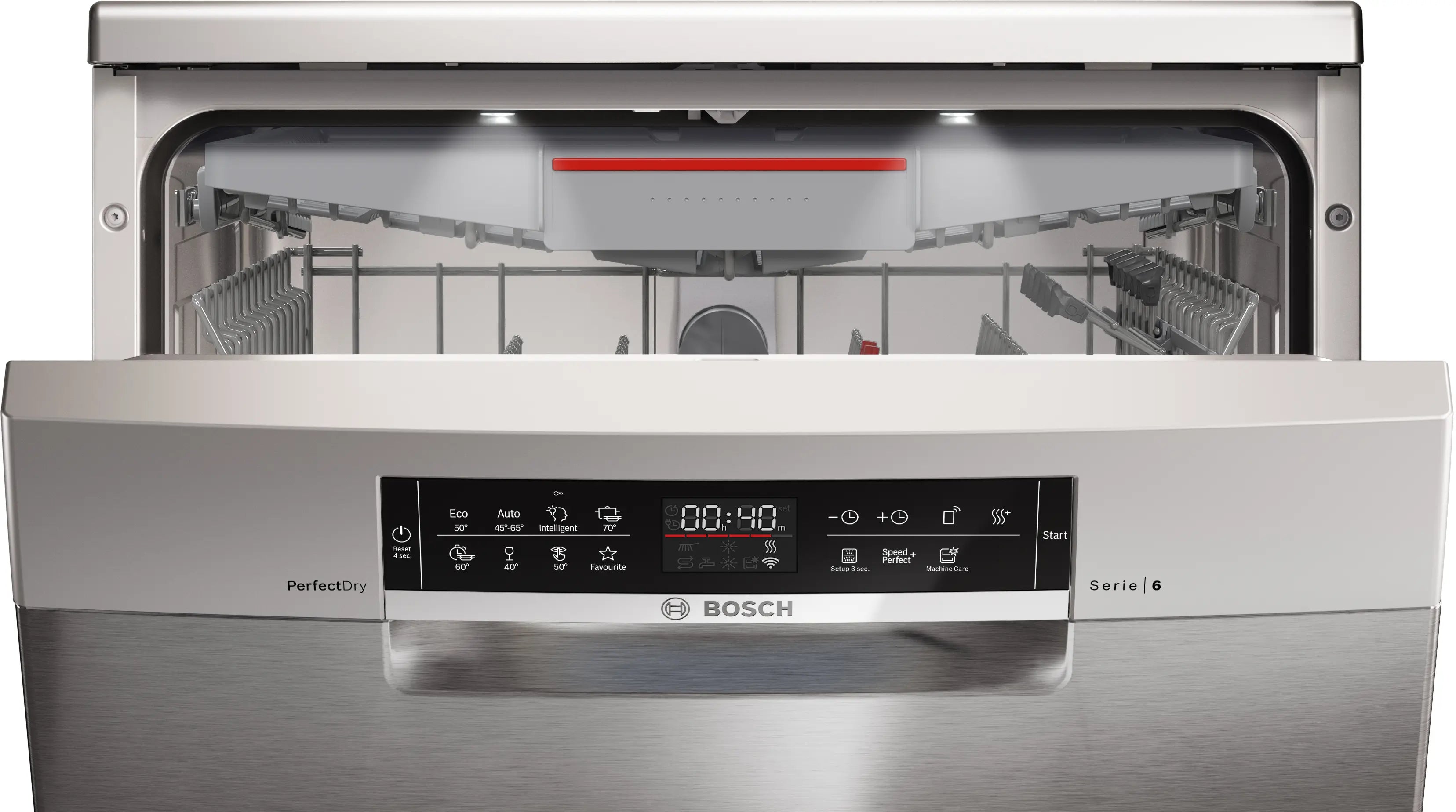 Bosch SMS6ZCI16E free-standing dishwasher in brushed steel, further view 4