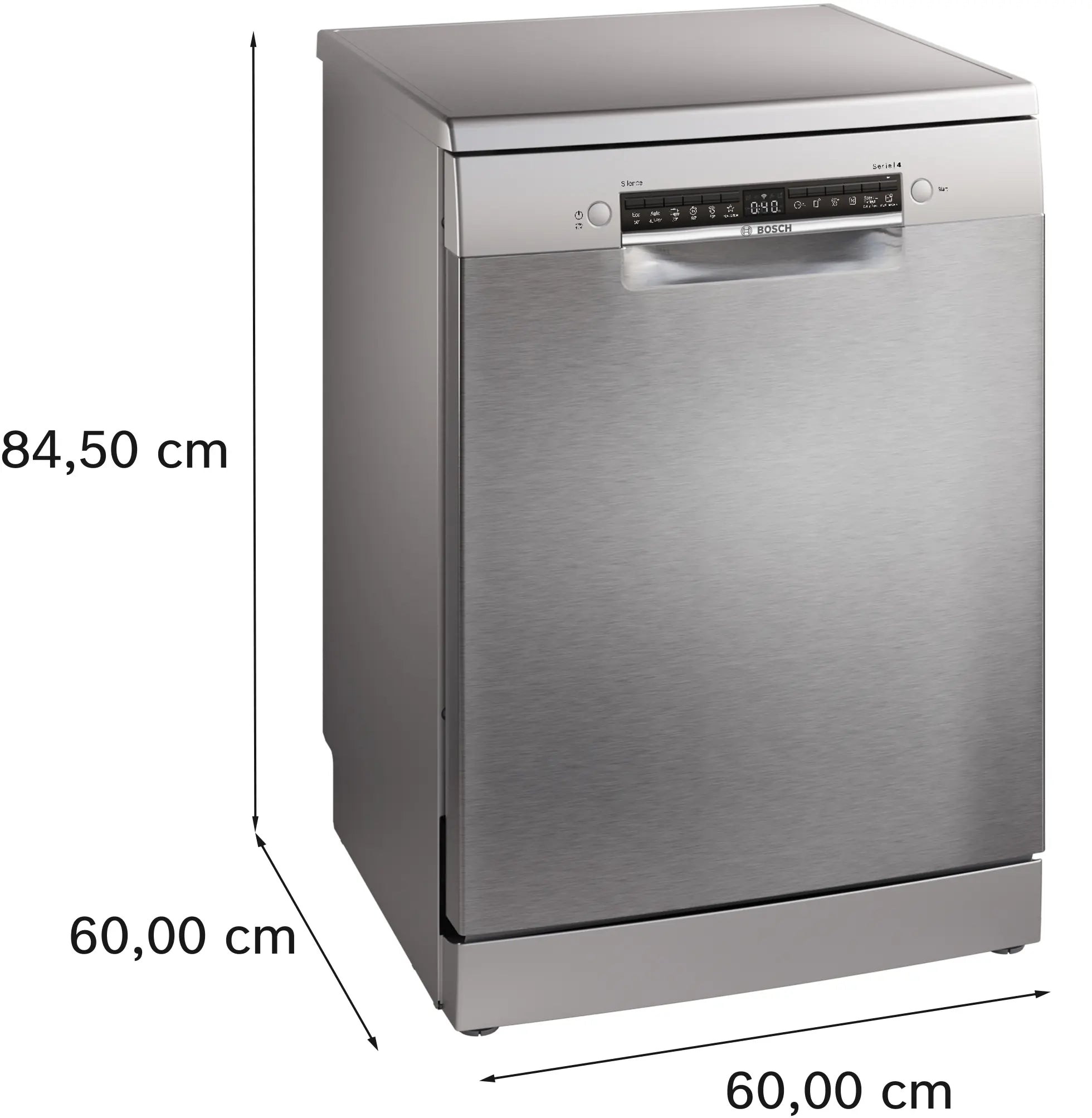 Bosch SMS4HMI07E free-standing dishwasher in brushed steel, further view 4