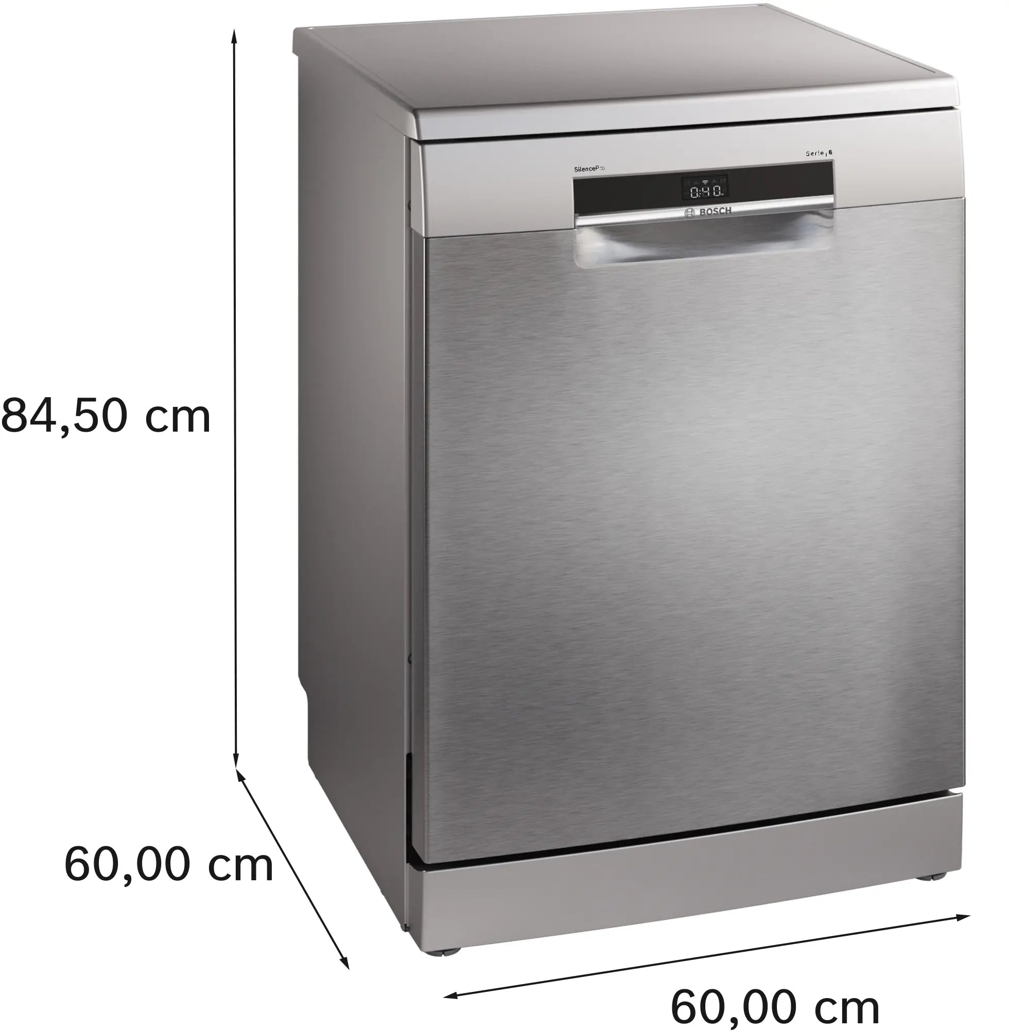 Bosch SMS6ECI11E free-standing dishwasher in brushed steel, further view 4