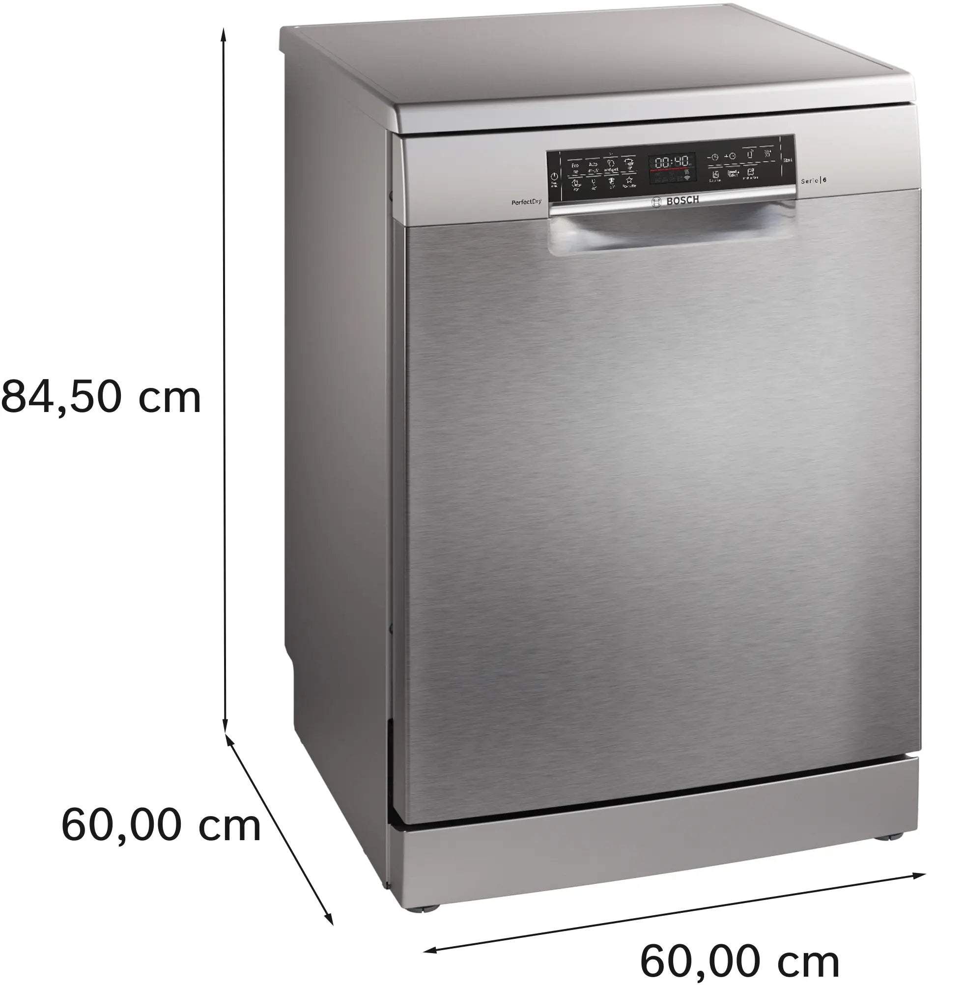 Bosch SMS6ZCI16E free-standing dishwasher in brushed steel, further view 5