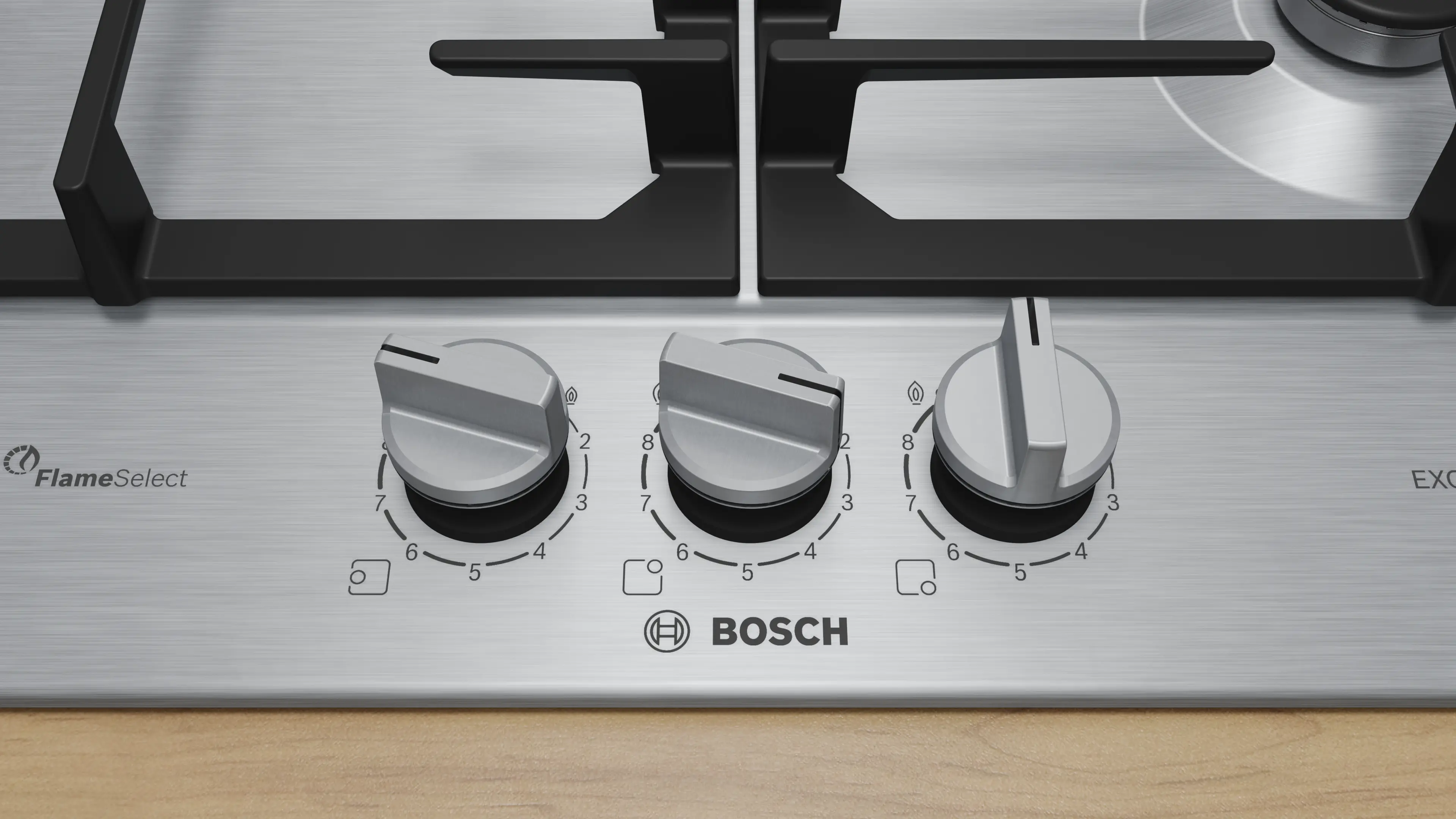 Bosch PCC6A5I90 gas hob in stainless steel, further view 2