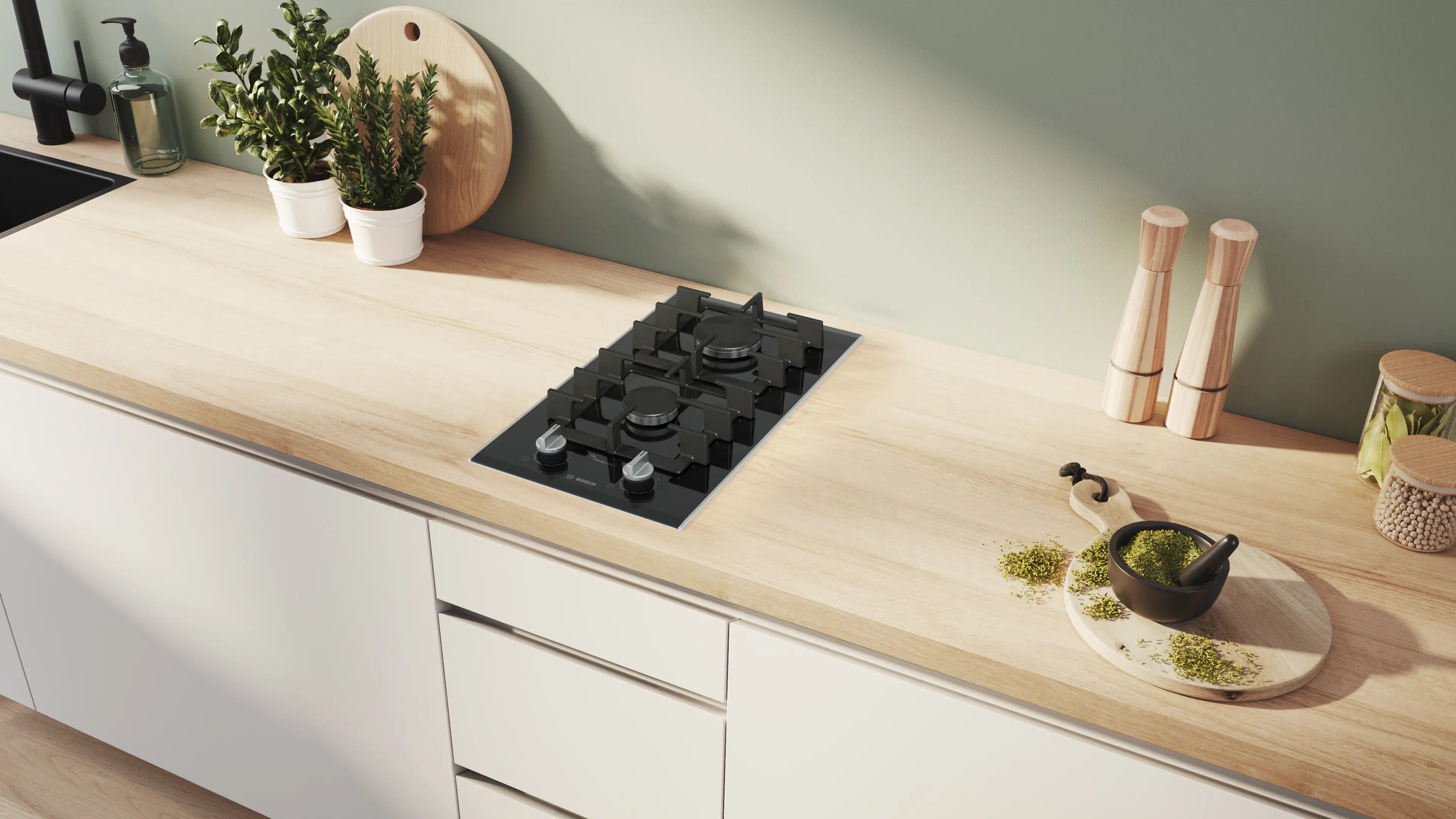 PRB3A6I40L Series 8 Domino gas hob 30 cm Ceramic, Black