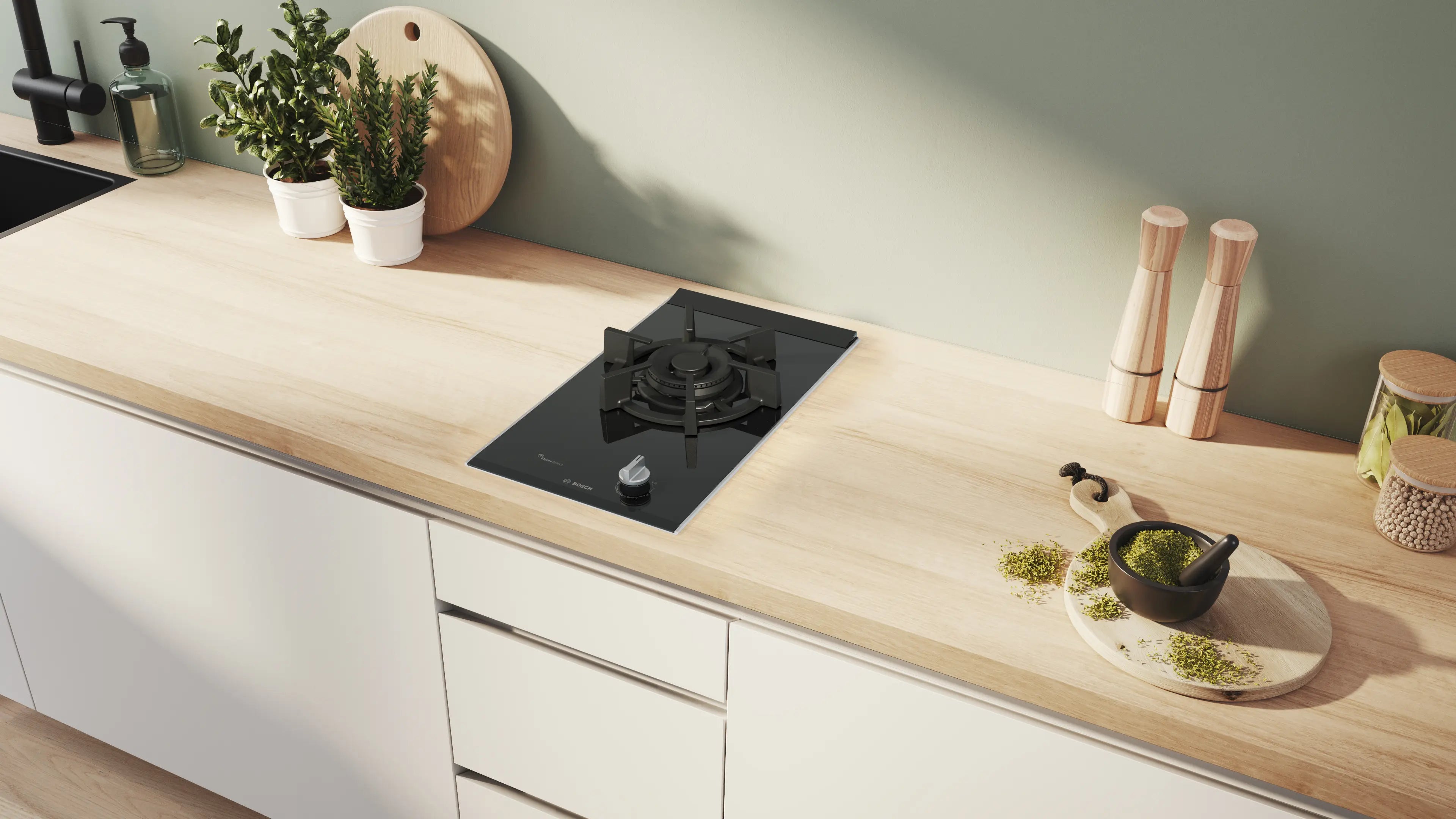 PRA3A6I10X Series 8 Domino gas hob 30 cm Ceramic, Black