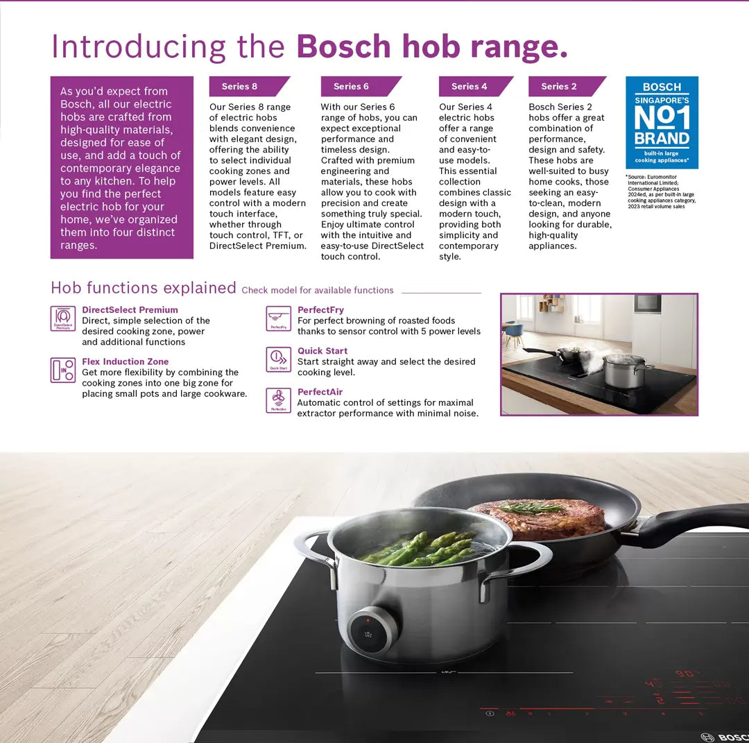 Bosch PKF375CA2E domino electric hob, surface mount with frame, further view 4