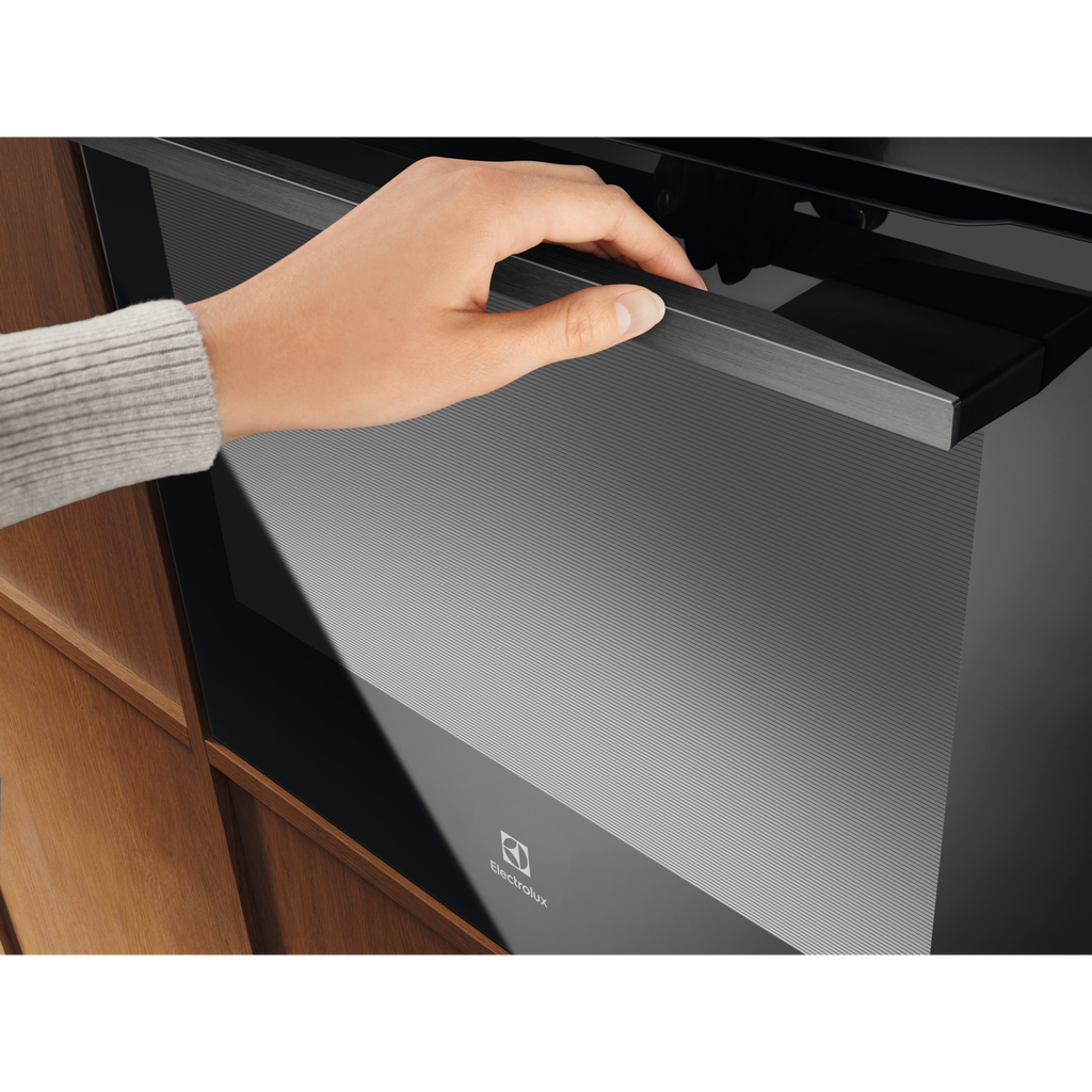 KODDP39H built-in steam oven door handle detail in kitchen cabinetry