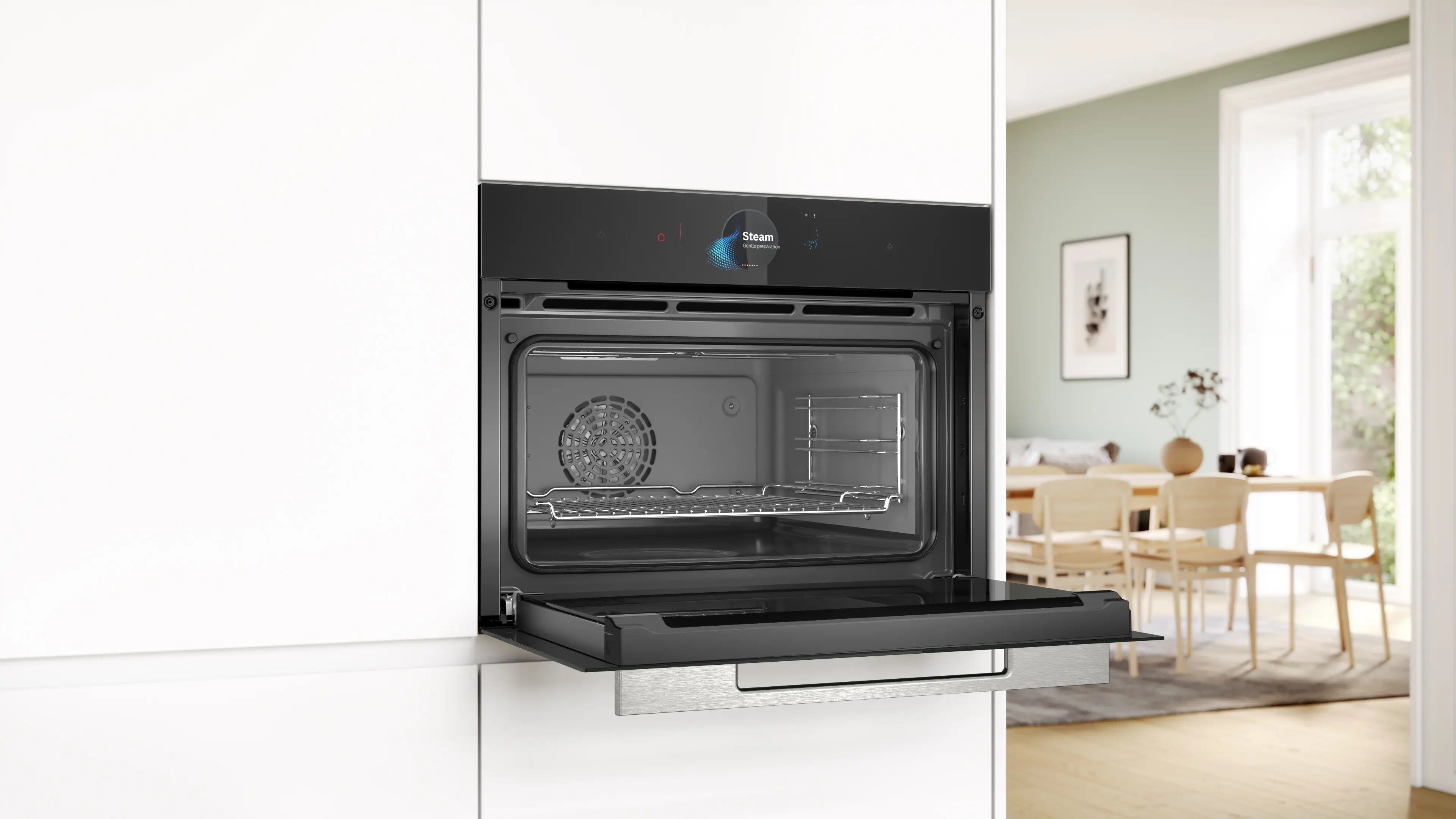 Bosch CSG7584B1 built-in compact steam oven in black, further view 4