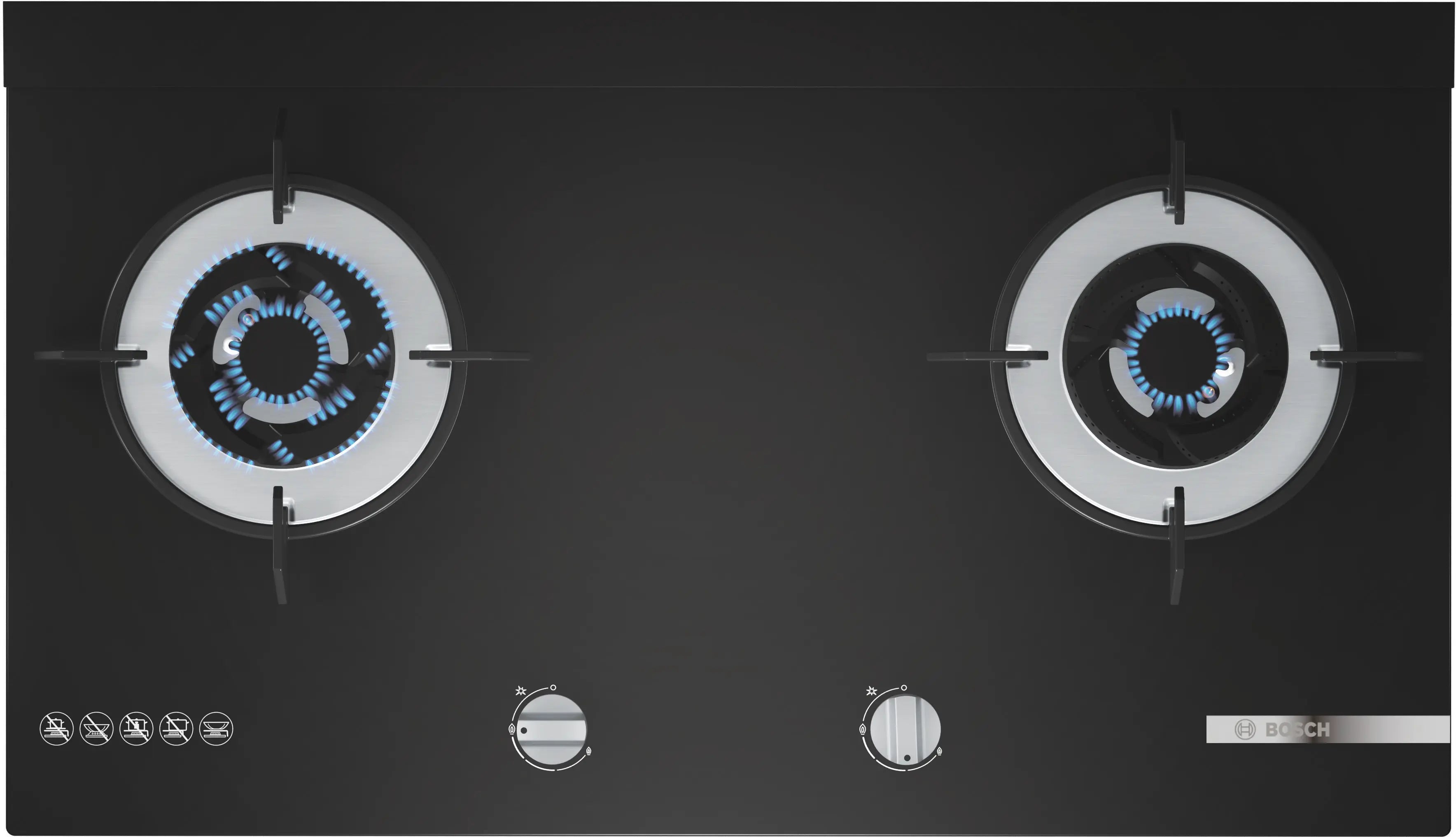 Bosch PMD82D31AF Town Gas hob in black tempered glass, 780 mm wide