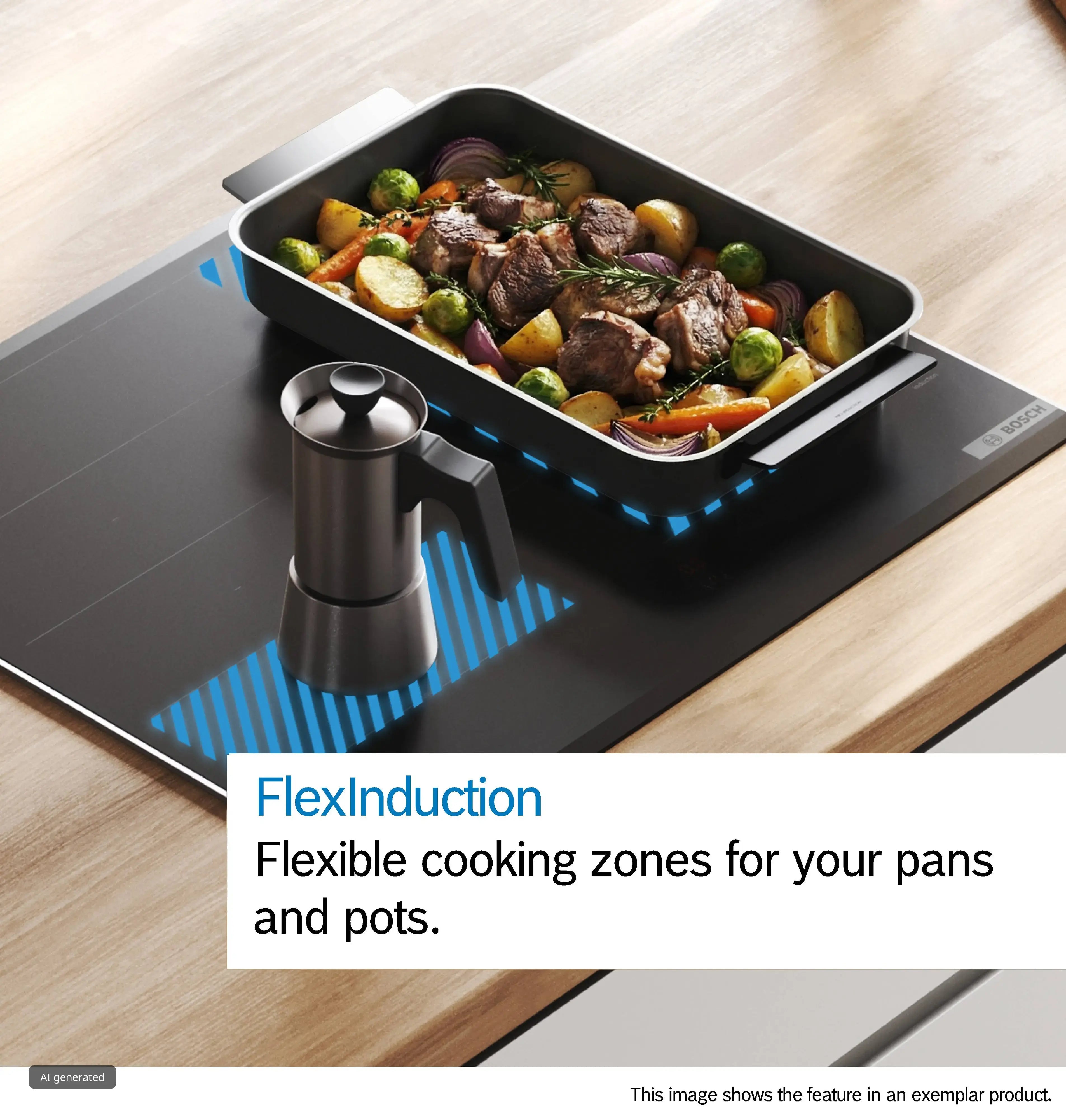 Bosch PXX895D66E induction hob with integrated ventilation, further view 2