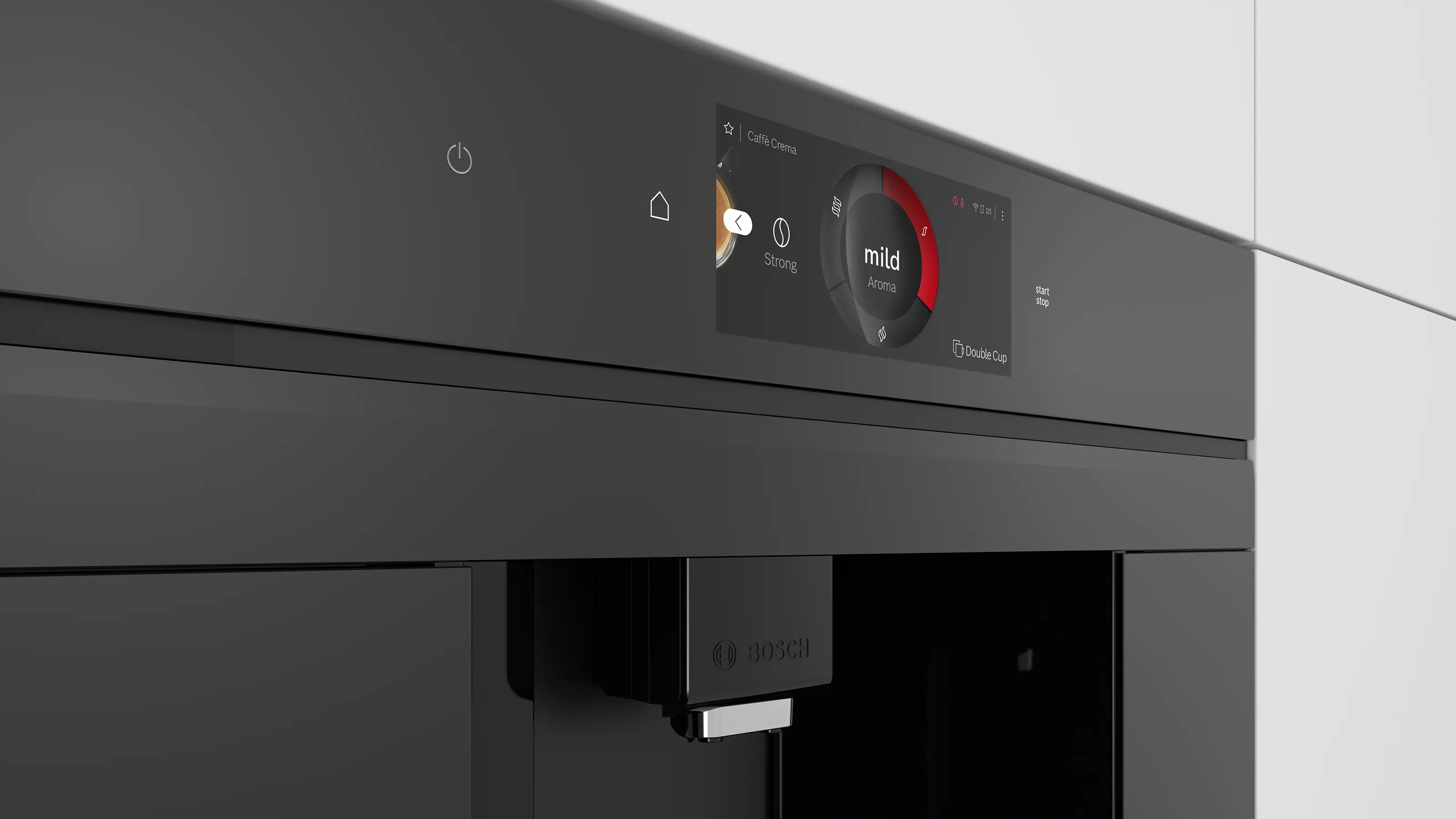 Bosch CTL7181B0 built-in coffee machine, aroma setting on the display