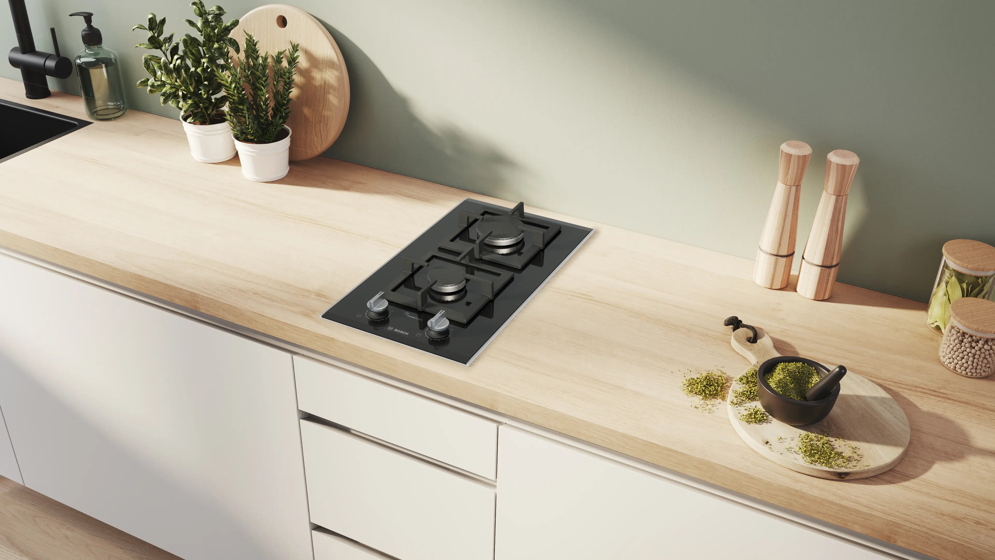 PRB3A6I40X Series 8 Domino gas hob 30 cm Ceramic, Black
