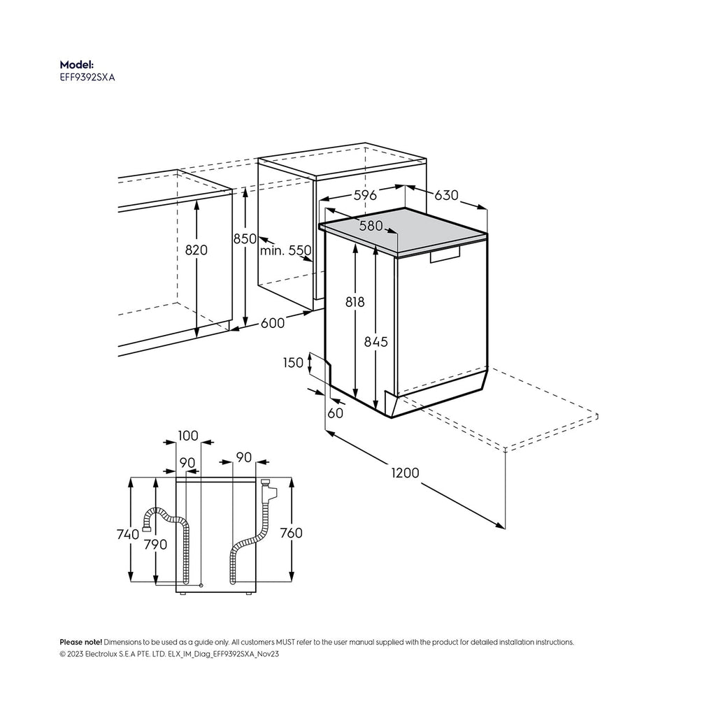 EFF9392SXA 60cm freestanding dishwasher with 13 place settings - Silver