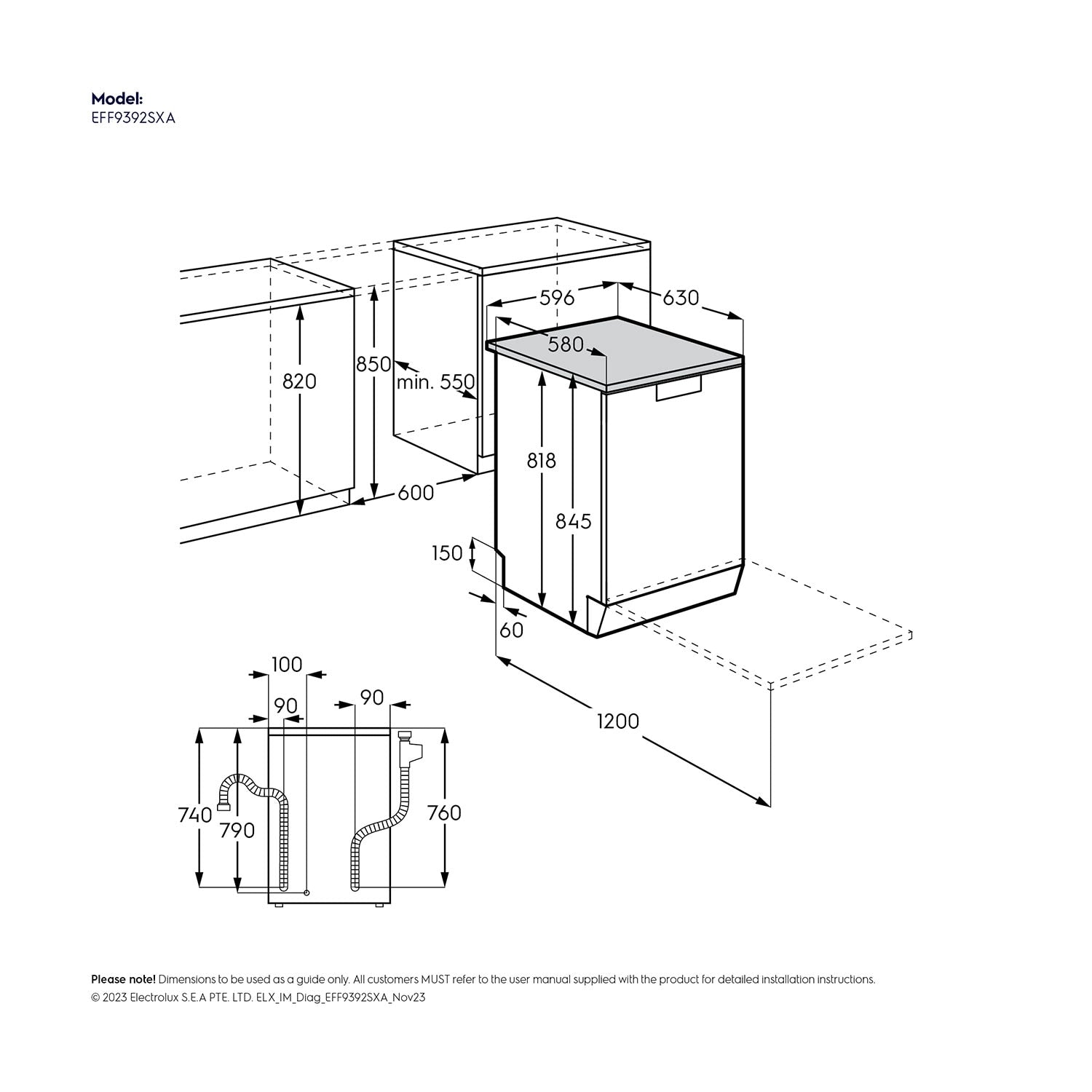 EFF9392SXA 60cm freestanding dishwasher with 13 place settings - Silver