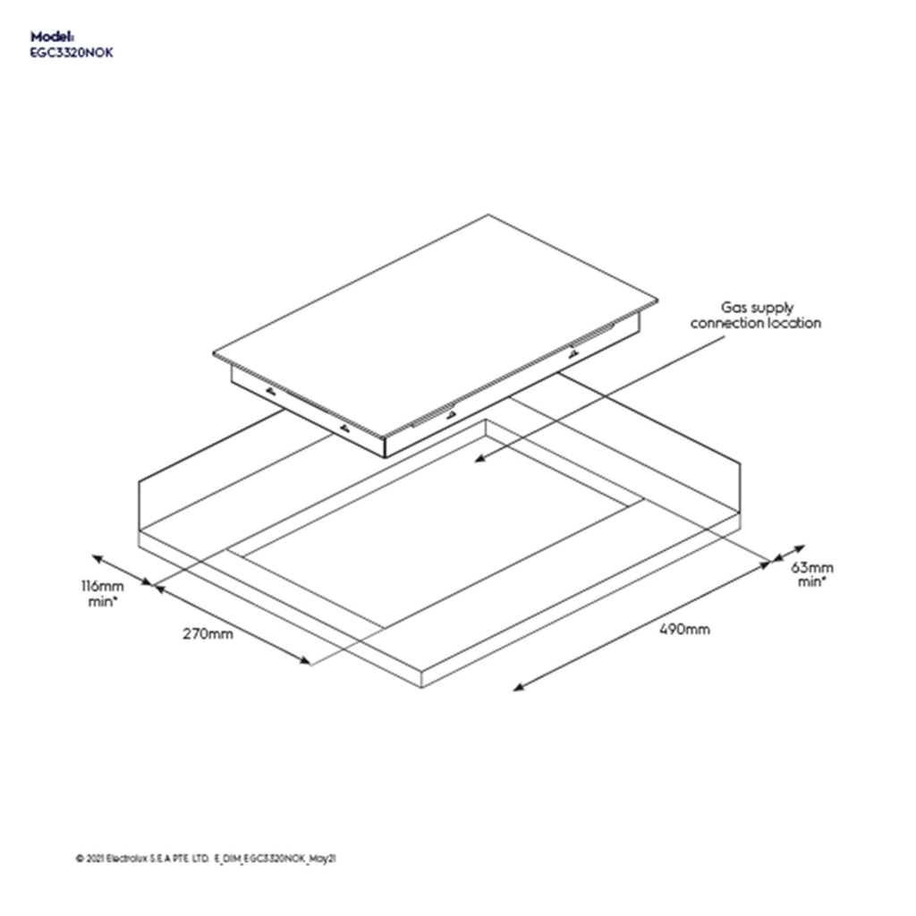 Electrolux EGC3320NOK two-burner domino gas hob, further view 7