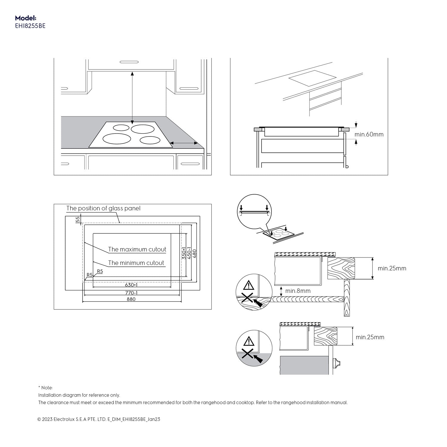 EHI8255BE 80cm 2 zones built-in induction hob