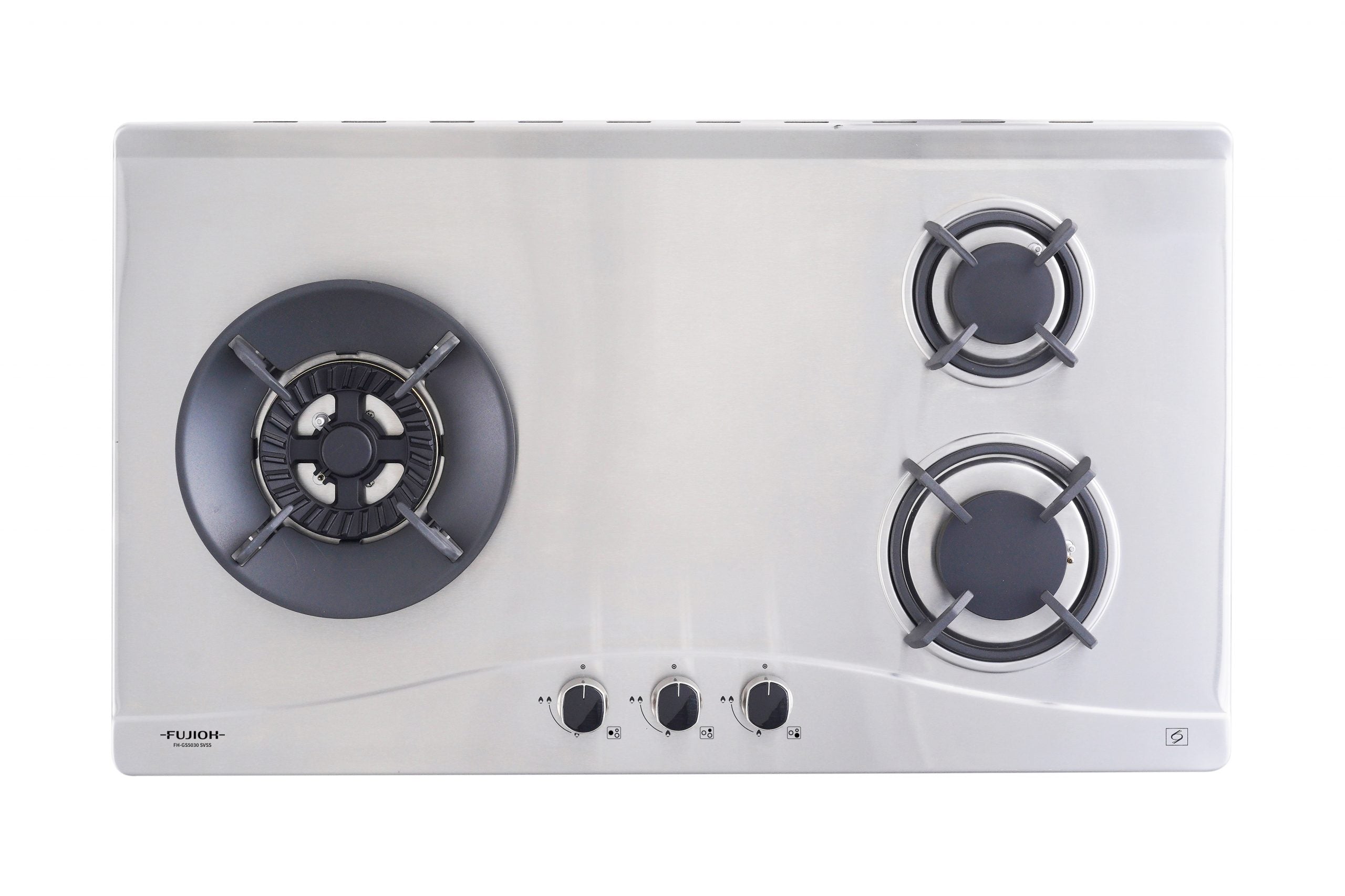 Fujioh FH-GS5030 SVSS three-burner gas hob in stainless steel, 865 mm wide