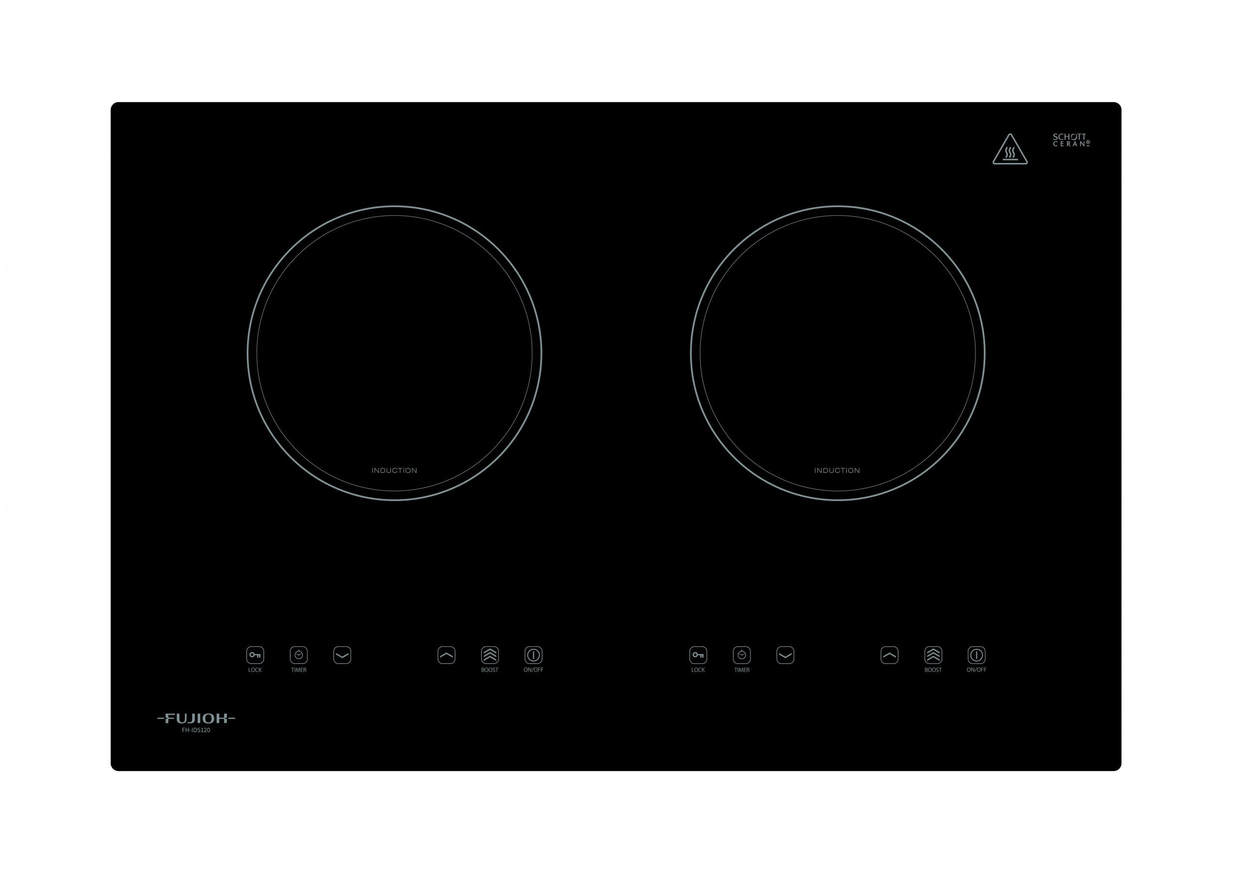 Fujioh FH-ID5120 two-zone induction hob in black glass, 650 mm wide