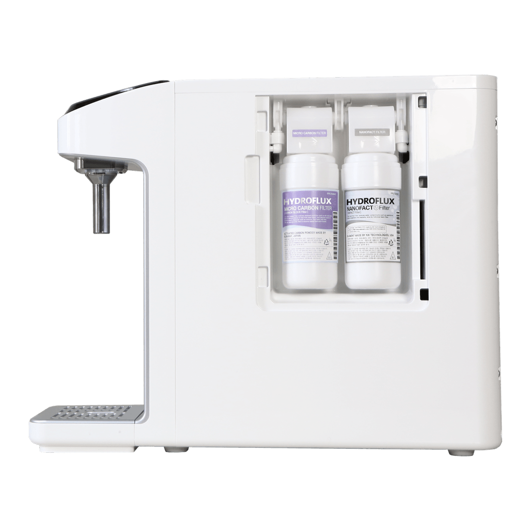 Hydroflux H2300 slim tankless water purifier, filter compartment