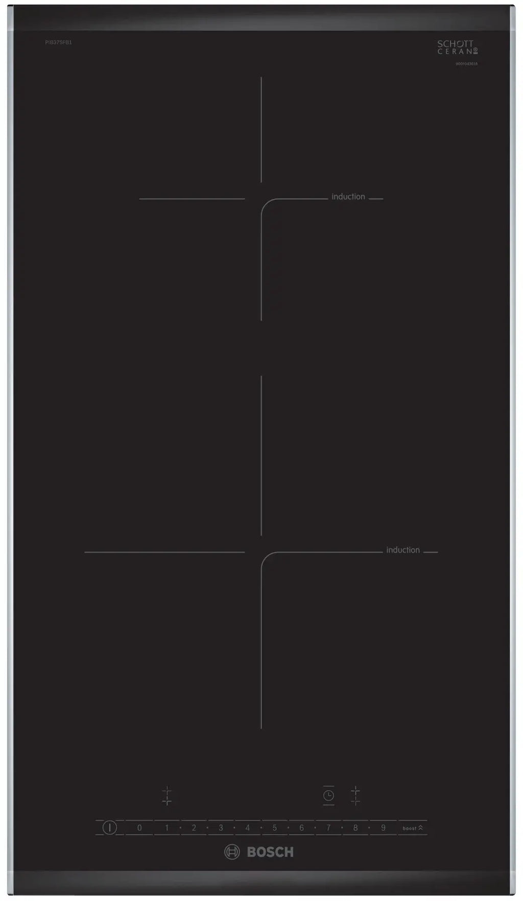 Bosch PIB375FB1E domino induction hob, surface mount with frame, 306 mm wide