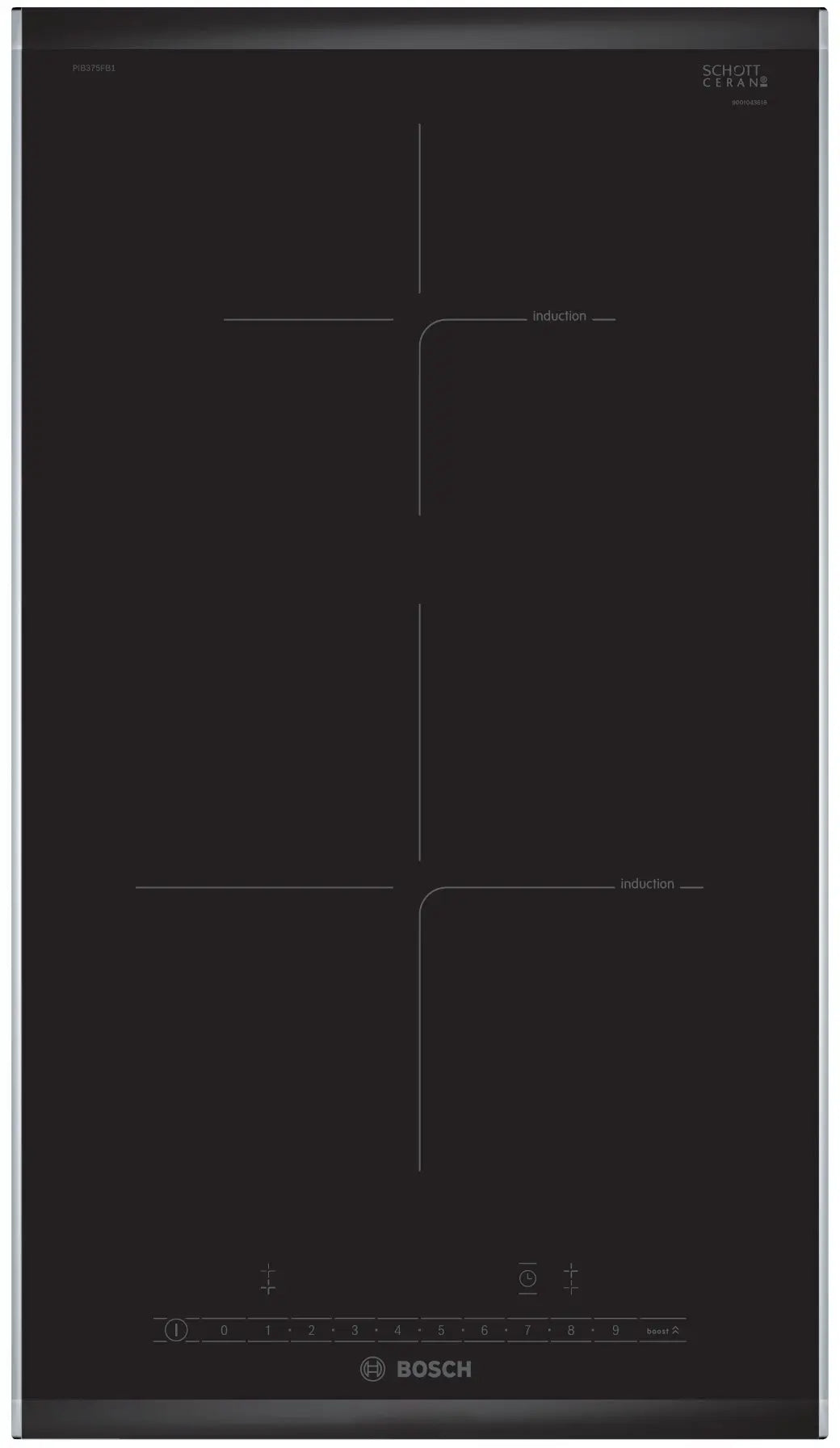 Bosch PIB375FB1E domino induction hob, surface mount with frame, 306 mm wide
