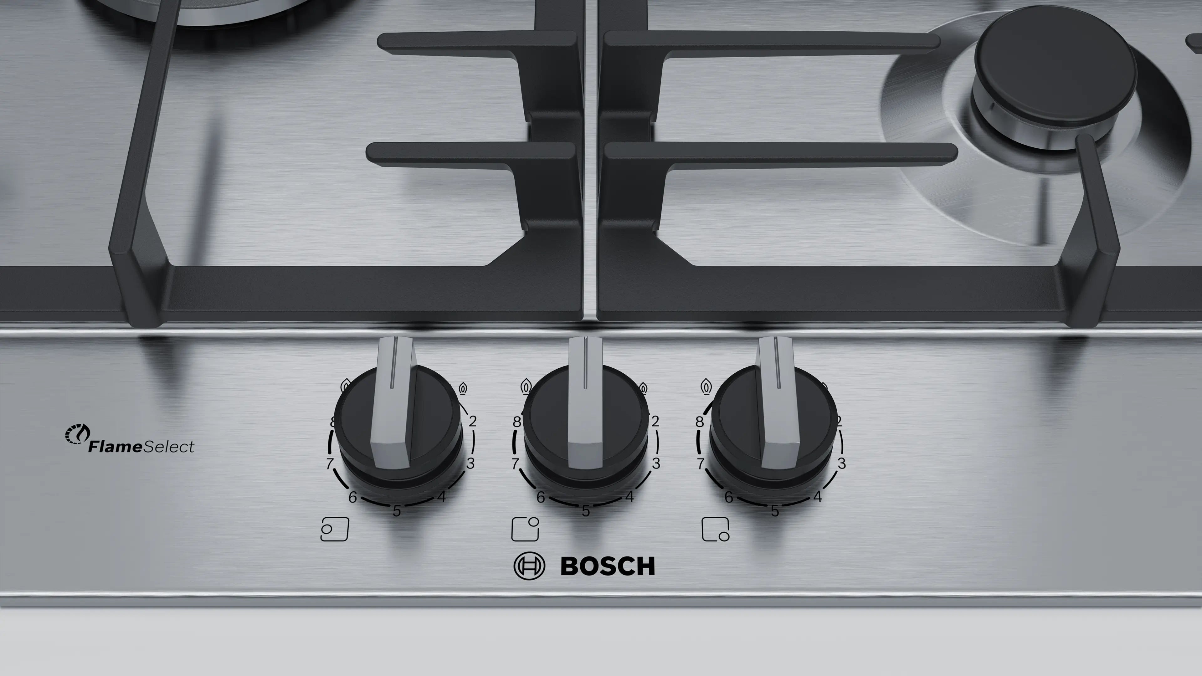 Bosch PCC6A5B90K Town Gas hob in stainless steel, further view 2