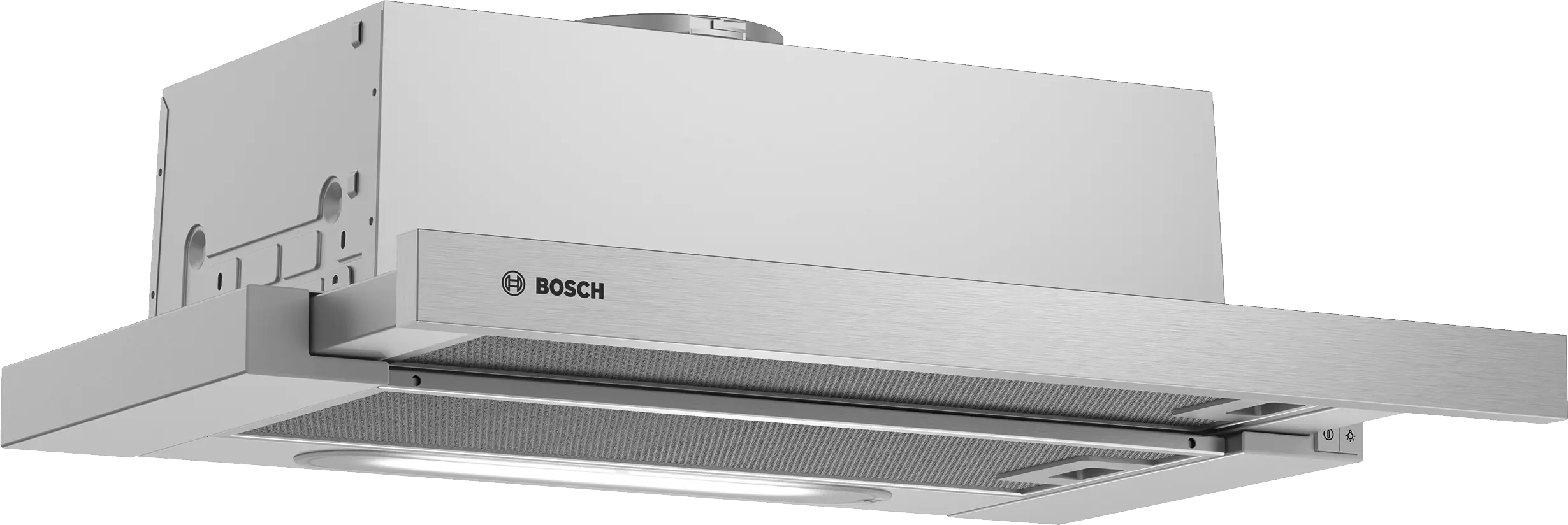 Bosch DFT63AC50 telescopic cooker hood in silver, 598 mm wide