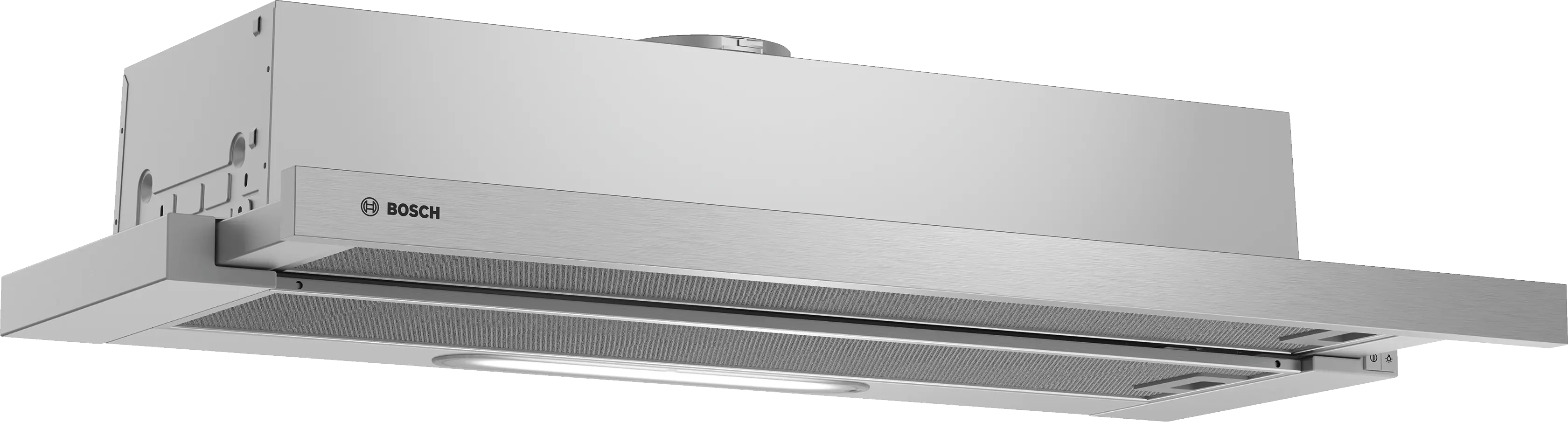 Bosch DFT93AC50 telescopic cooker hood in silver, 898 mm wide